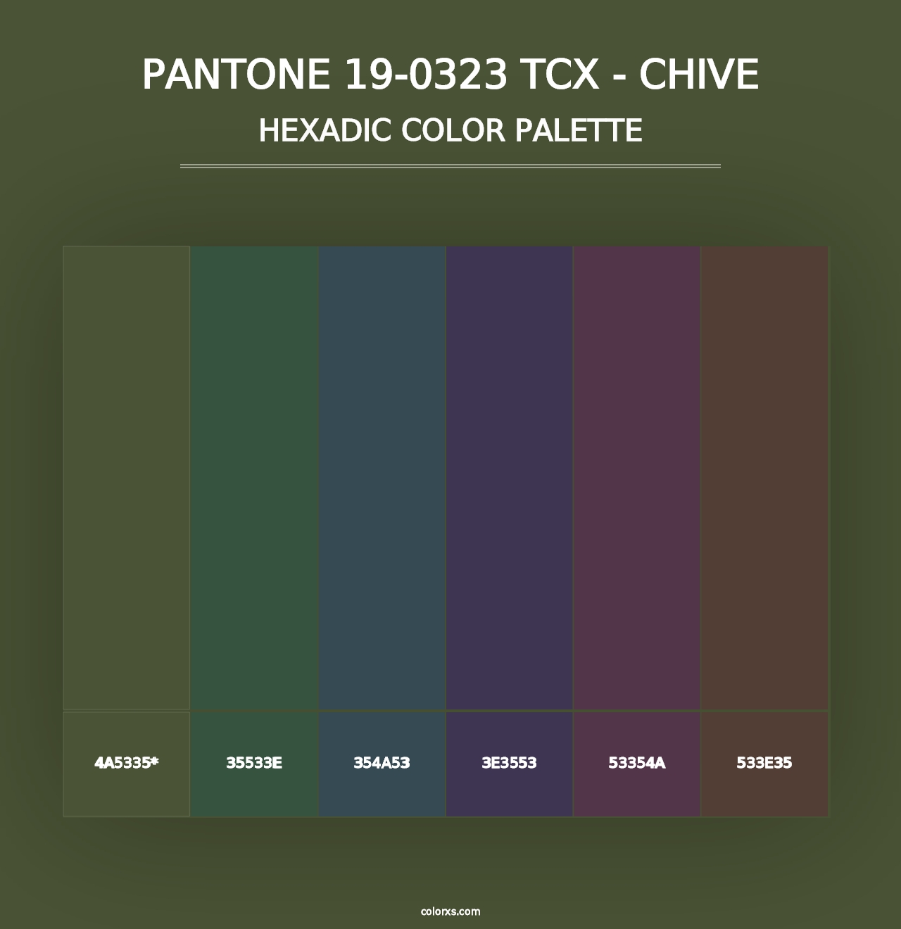 PANTONE 19-0323 TCX - Chive - Hexadic Color Palette