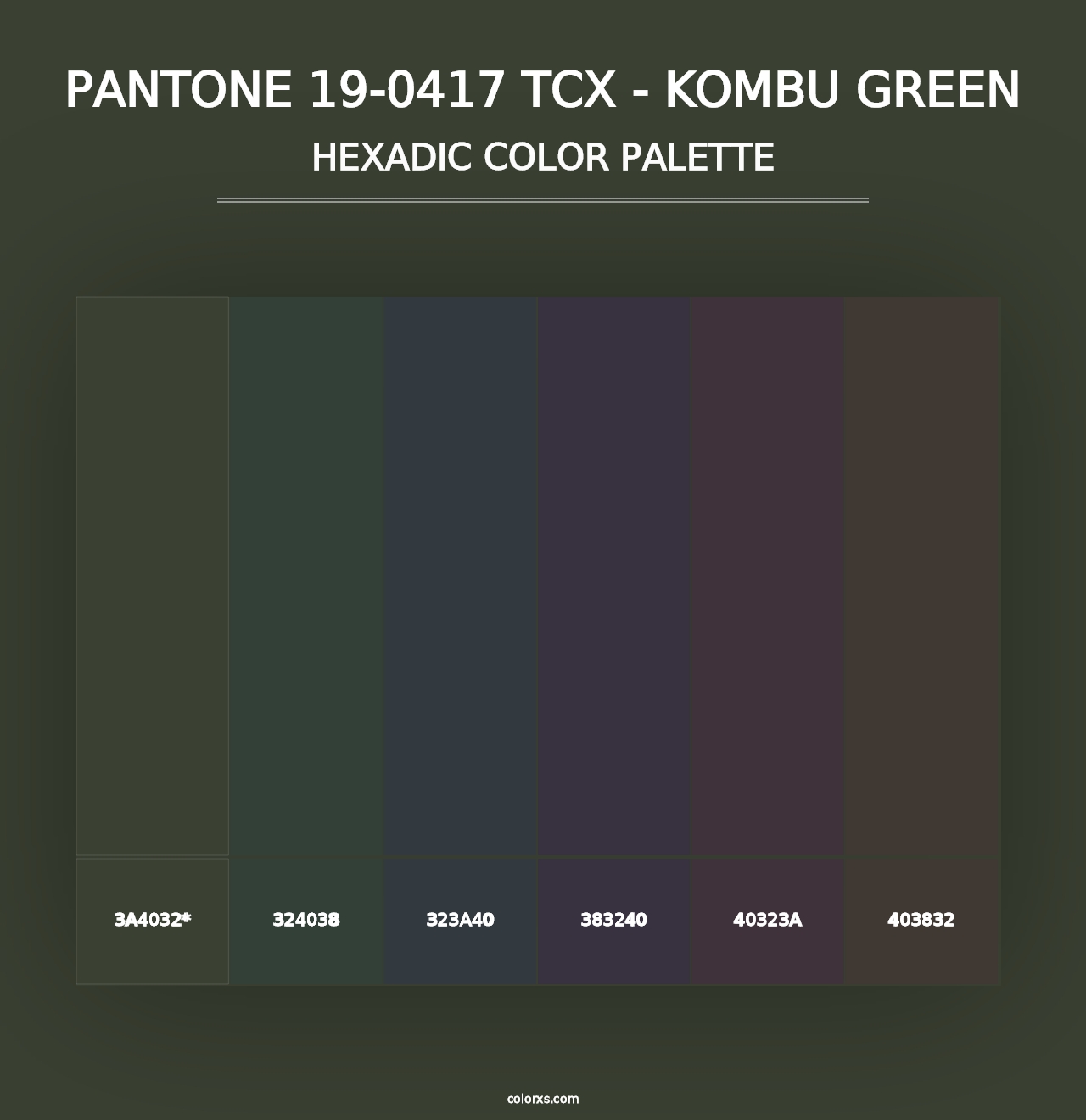 PANTONE 19-0417 TCX - Kombu Green - Hexadic Color Palette