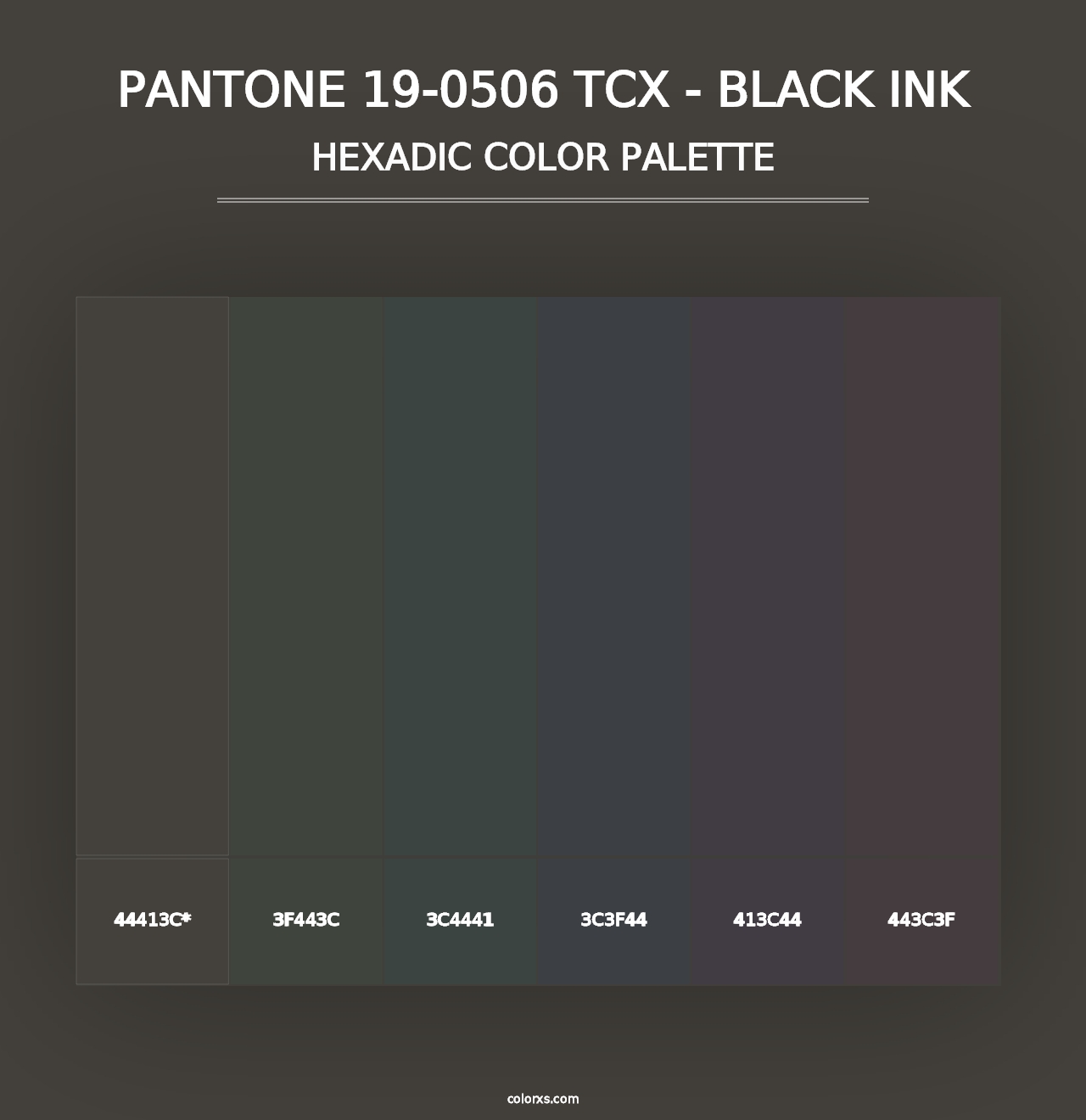 PANTONE 19-0506 TCX - Black Ink - Hexadic Color Palette