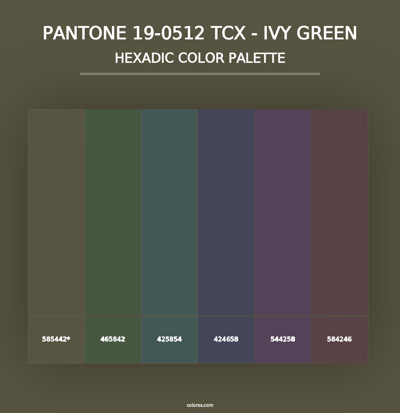 PANTONE 19-0512 TCX - Ivy Green - Hexadic Color Palette