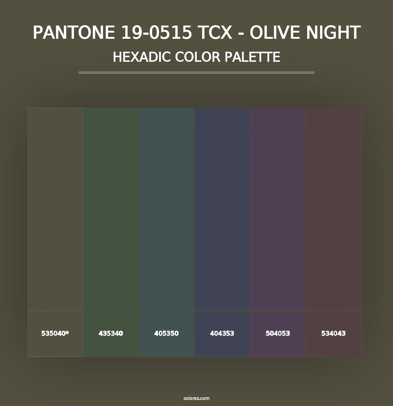 PANTONE 19-0515 TCX - Olive Night - Hexadic Color Palette