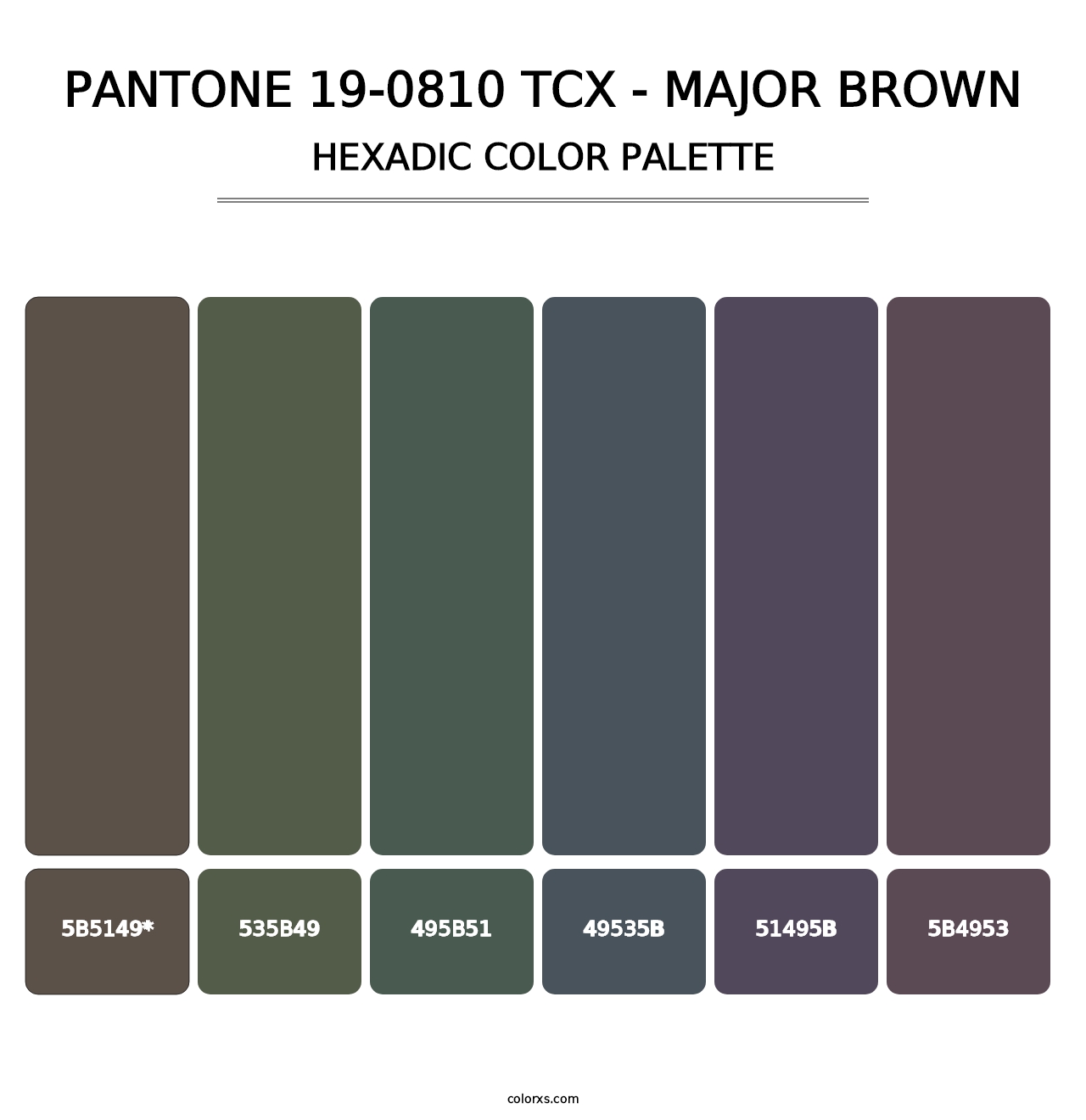 PANTONE 19-0810 TCX - Major Brown - Hexadic Color Palette