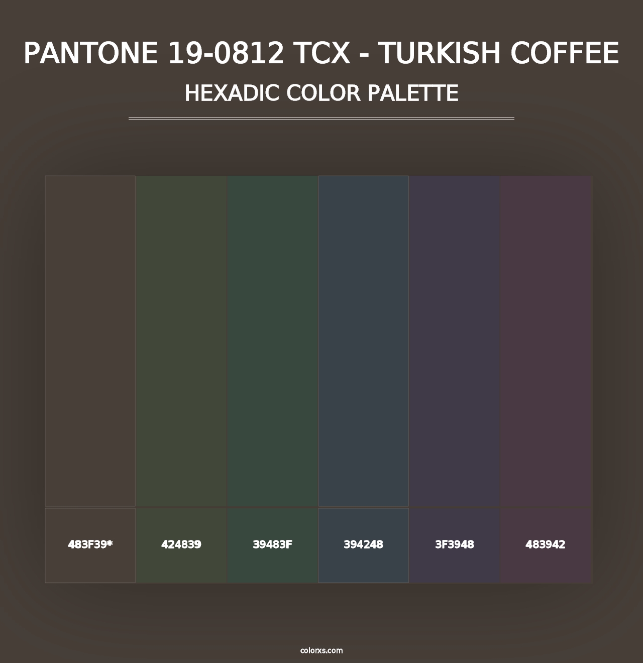 PANTONE 19-0812 TCX - Turkish Coffee - Hexadic Color Palette