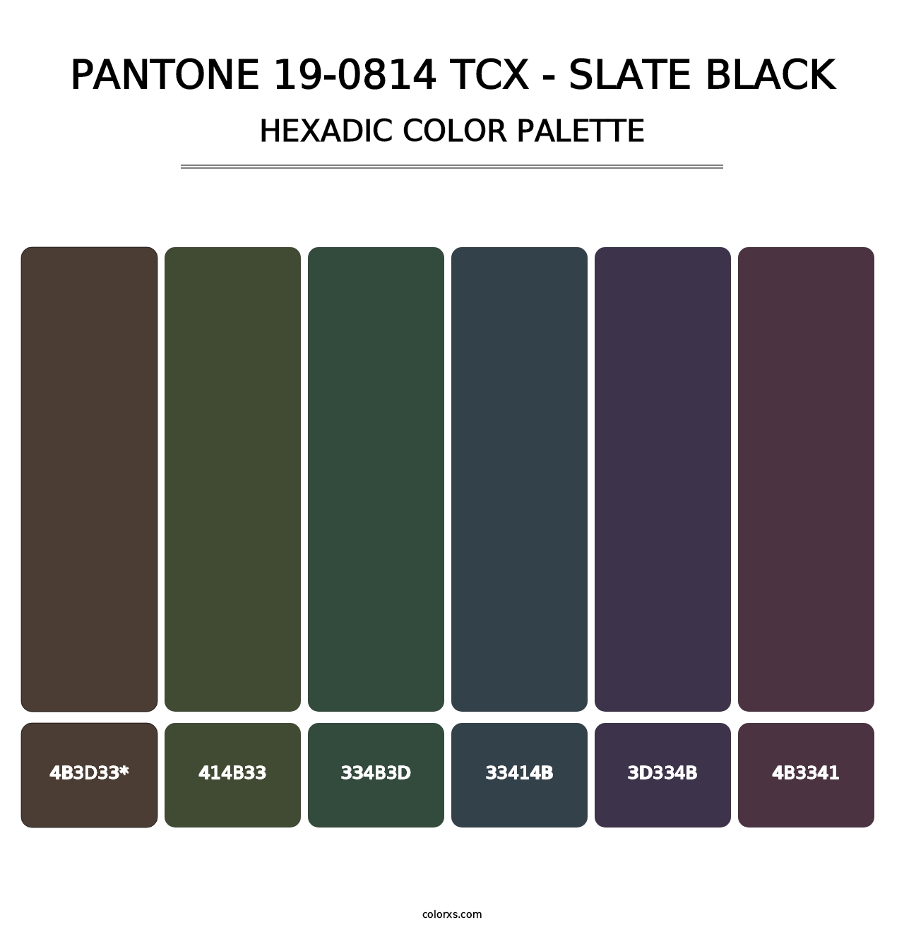 PANTONE 19-0814 TCX - Slate Black - Hexadic Color Palette