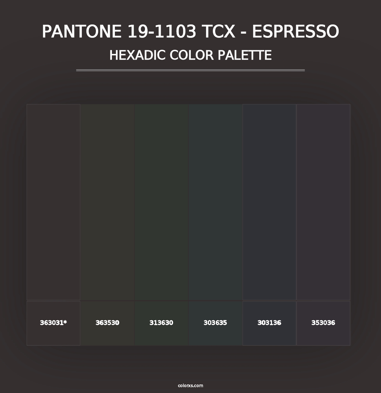 PANTONE 19-1103 TCX - Espresso - Hexadic Color Palette