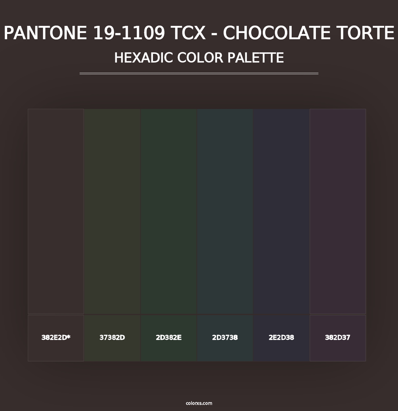 PANTONE 19-1109 TCX - Chocolate Torte - Hexadic Color Palette