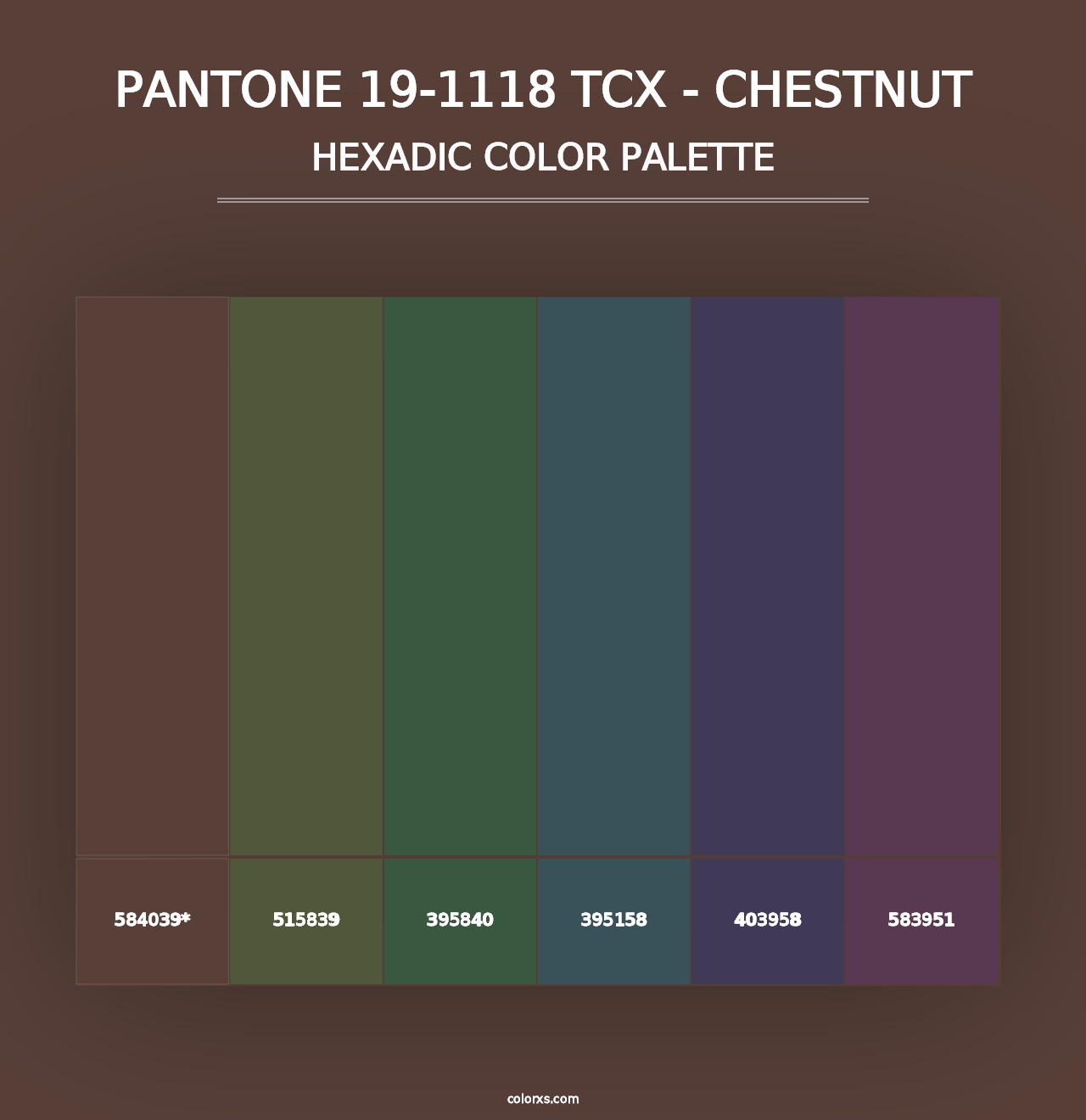 PANTONE 19-1118 TCX - Chestnut - Hexadic Color Palette