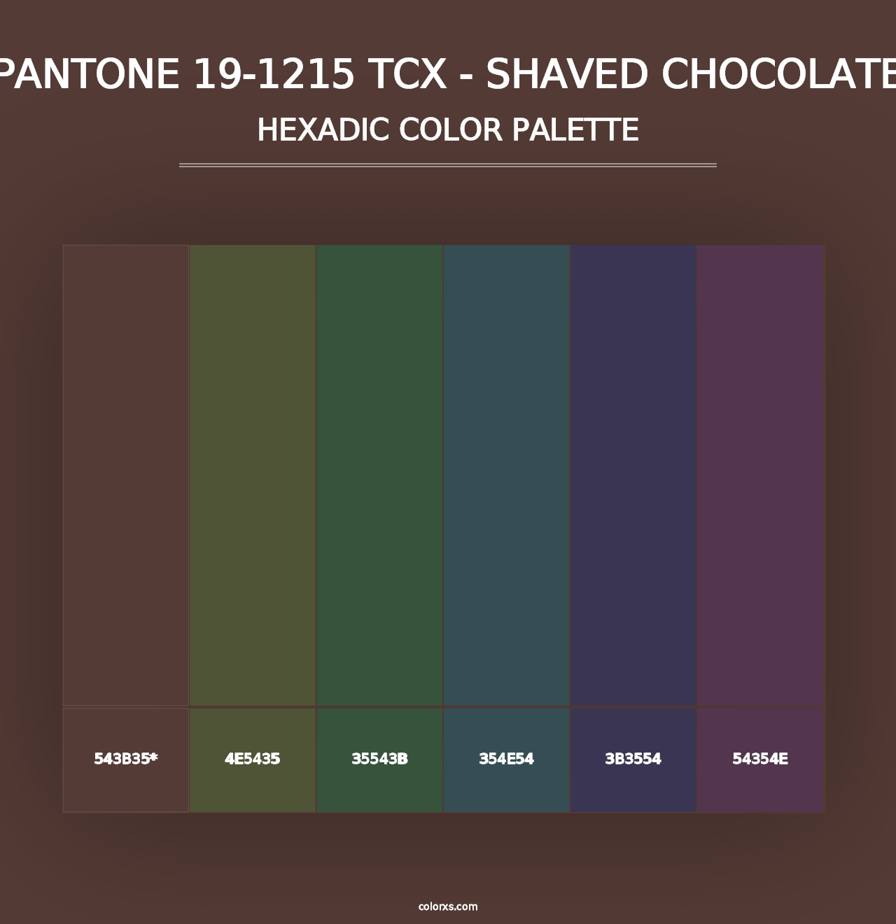 PANTONE 19-1215 TCX - Shaved Chocolate - Hexadic Color Palette