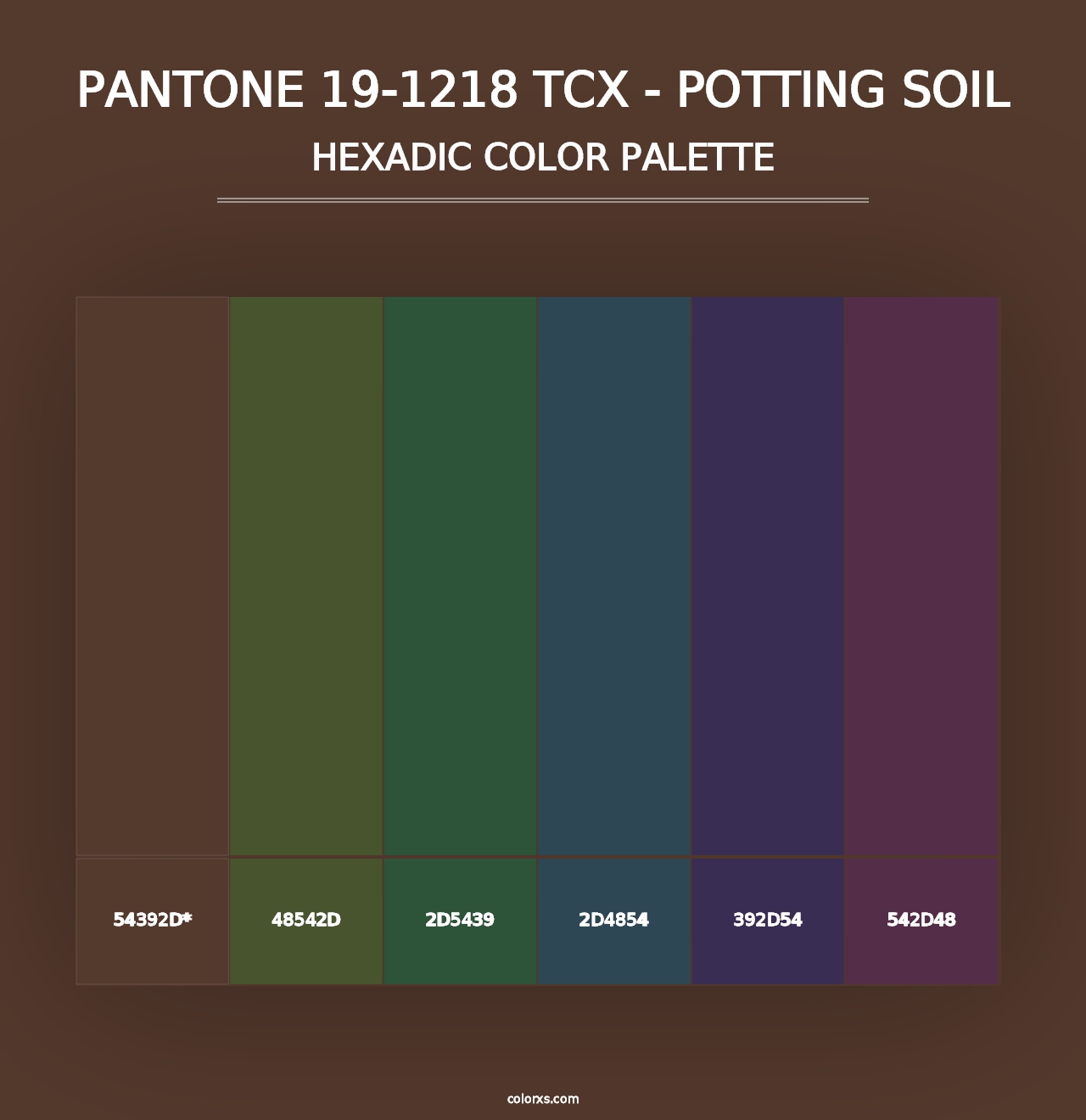 PANTONE 19-1218 TCX - Potting Soil - Hexadic Color Palette