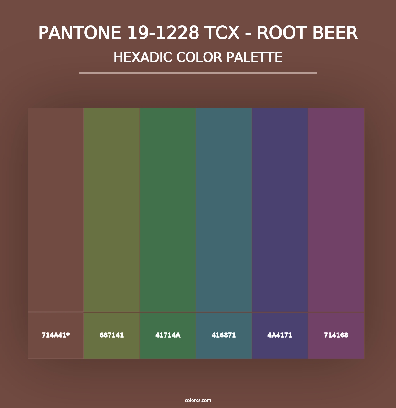 PANTONE 19-1228 TCX - Root Beer - Hexadic Color Palette