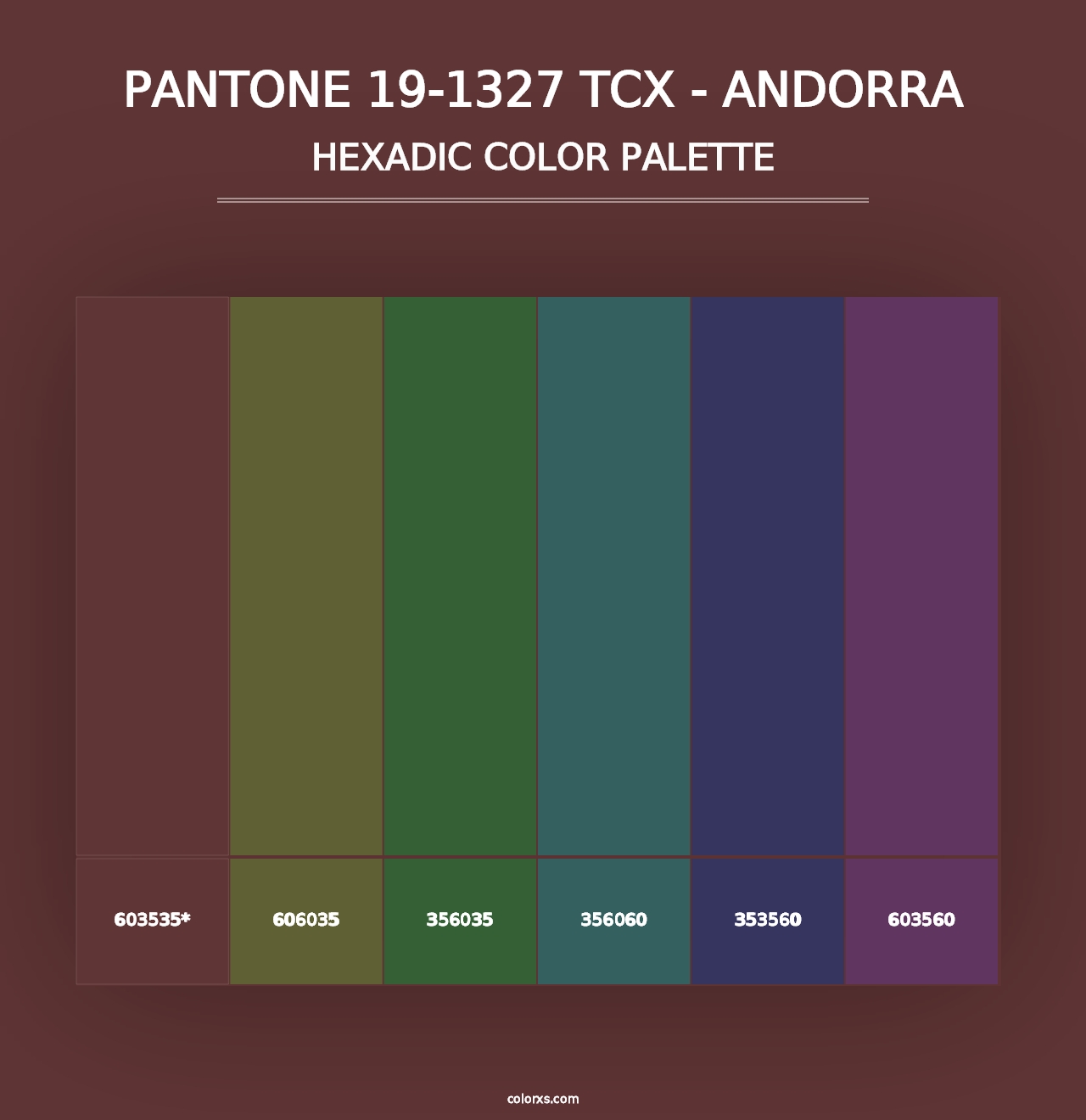 PANTONE 19-1327 TCX - Andorra - Hexadic Color Palette