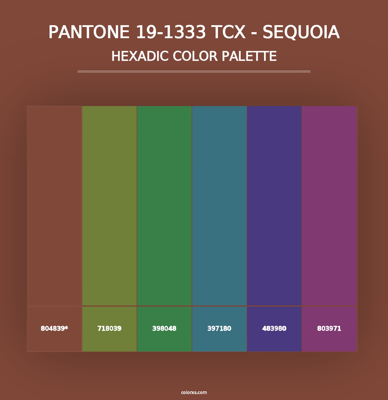 PANTONE 19-1333 TCX - Sequoia - Hexadic Color Palette