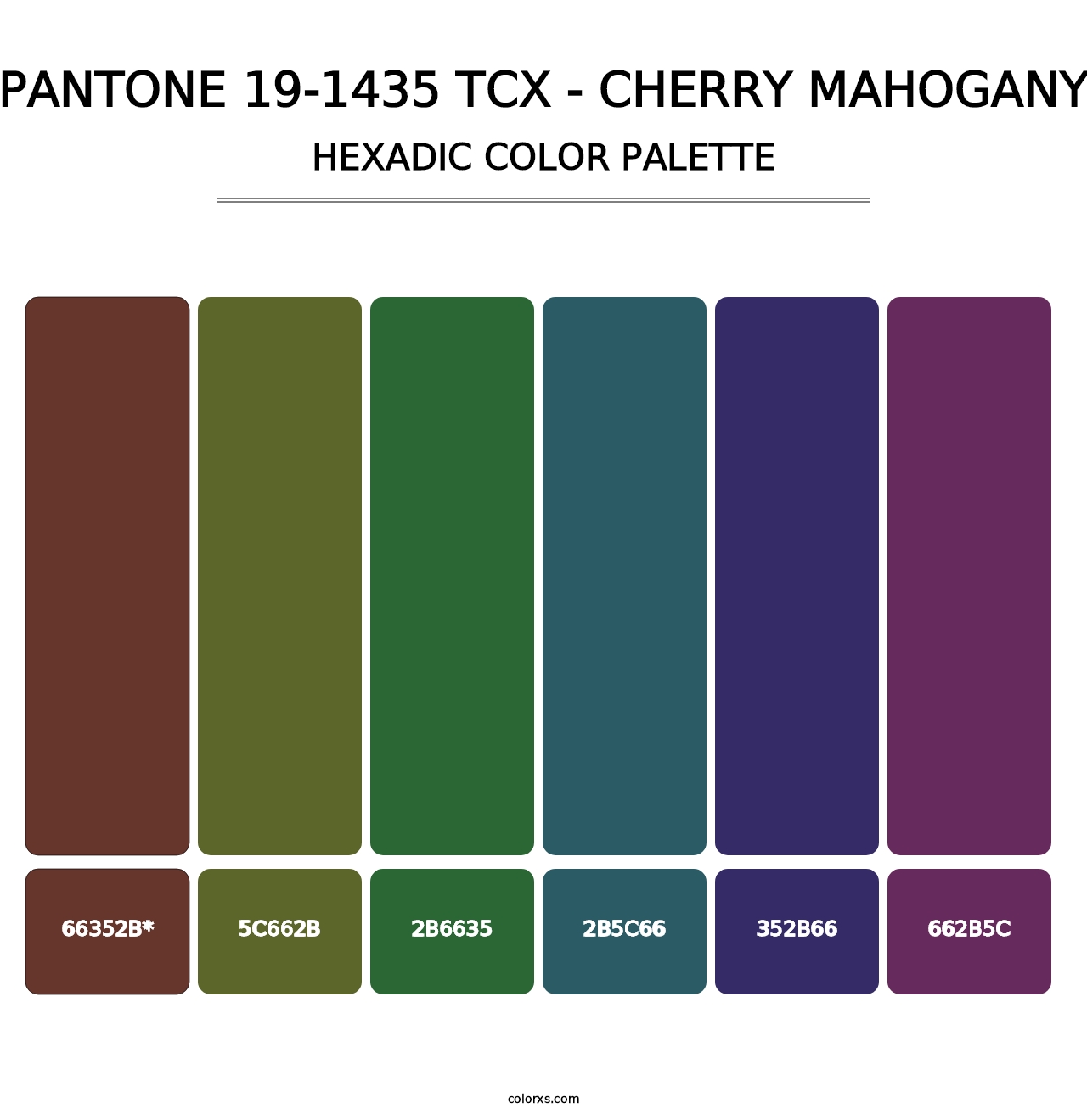 PANTONE 19-1435 TCX - Cherry Mahogany - Hexadic Color Palette