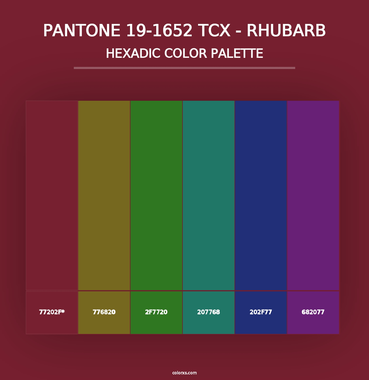 PANTONE 19-1652 TCX - Rhubarb - Hexadic Color Palette