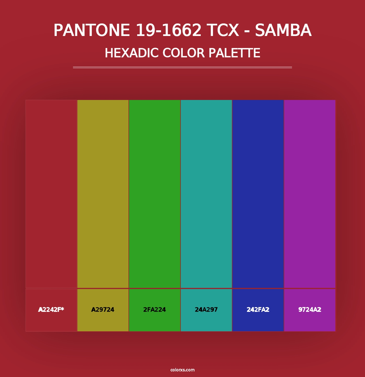 PANTONE 19-1662 TCX - Samba - Hexadic Color Palette