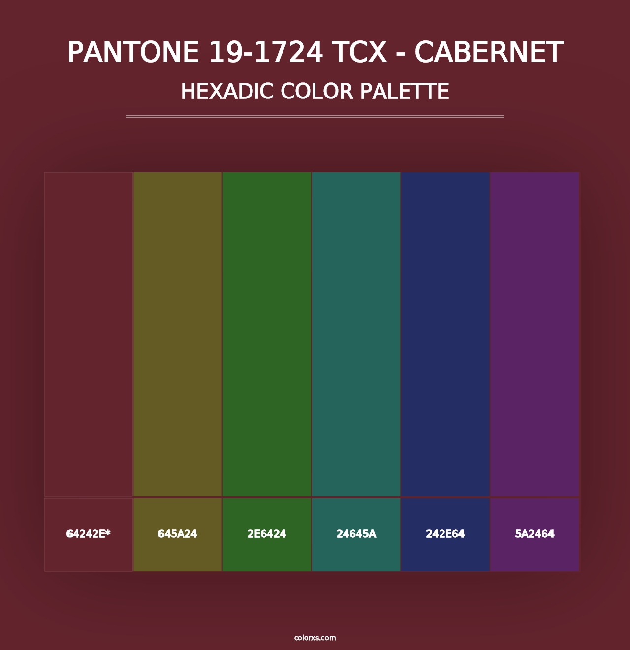 PANTONE 19-1724 TCX - Cabernet - Hexadic Color Palette