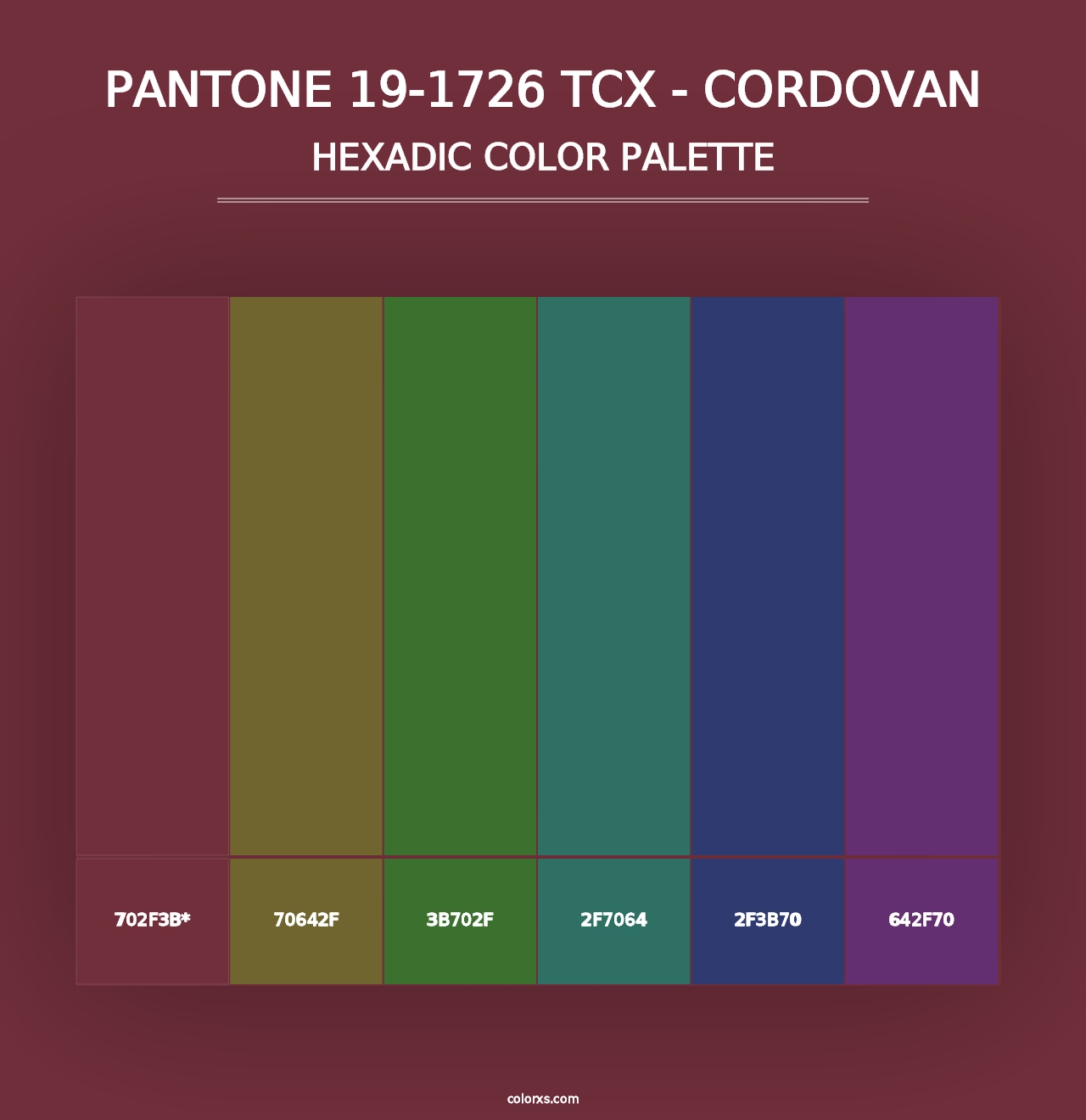 PANTONE 19-1726 TCX - Cordovan - Hexadic Color Palette