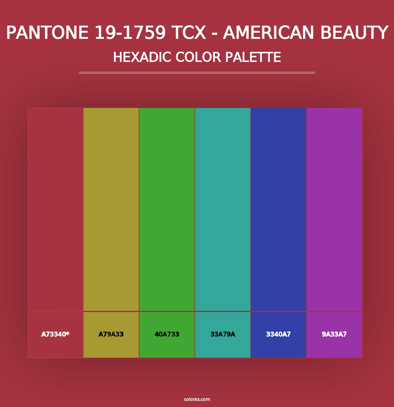 PANTONE 19-1759 TCX - American Beauty - Hexadic Color Palette