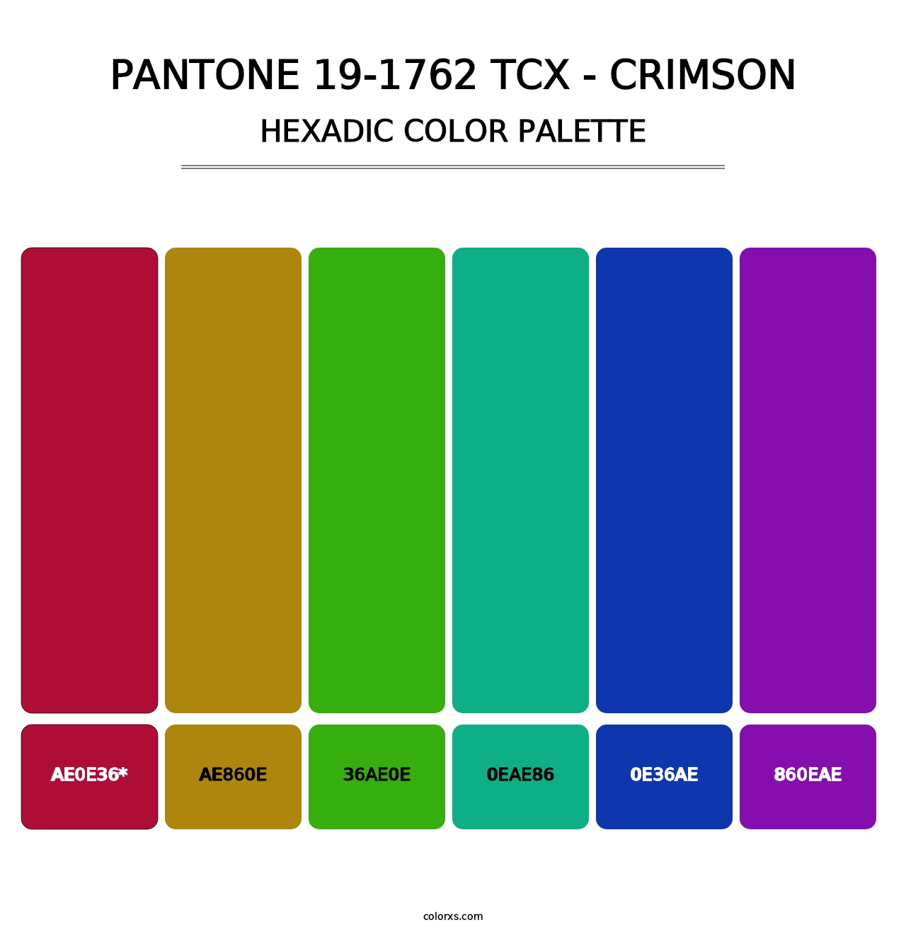 PANTONE 19-1762 TCX - Crimson - Hexadic Color Palette