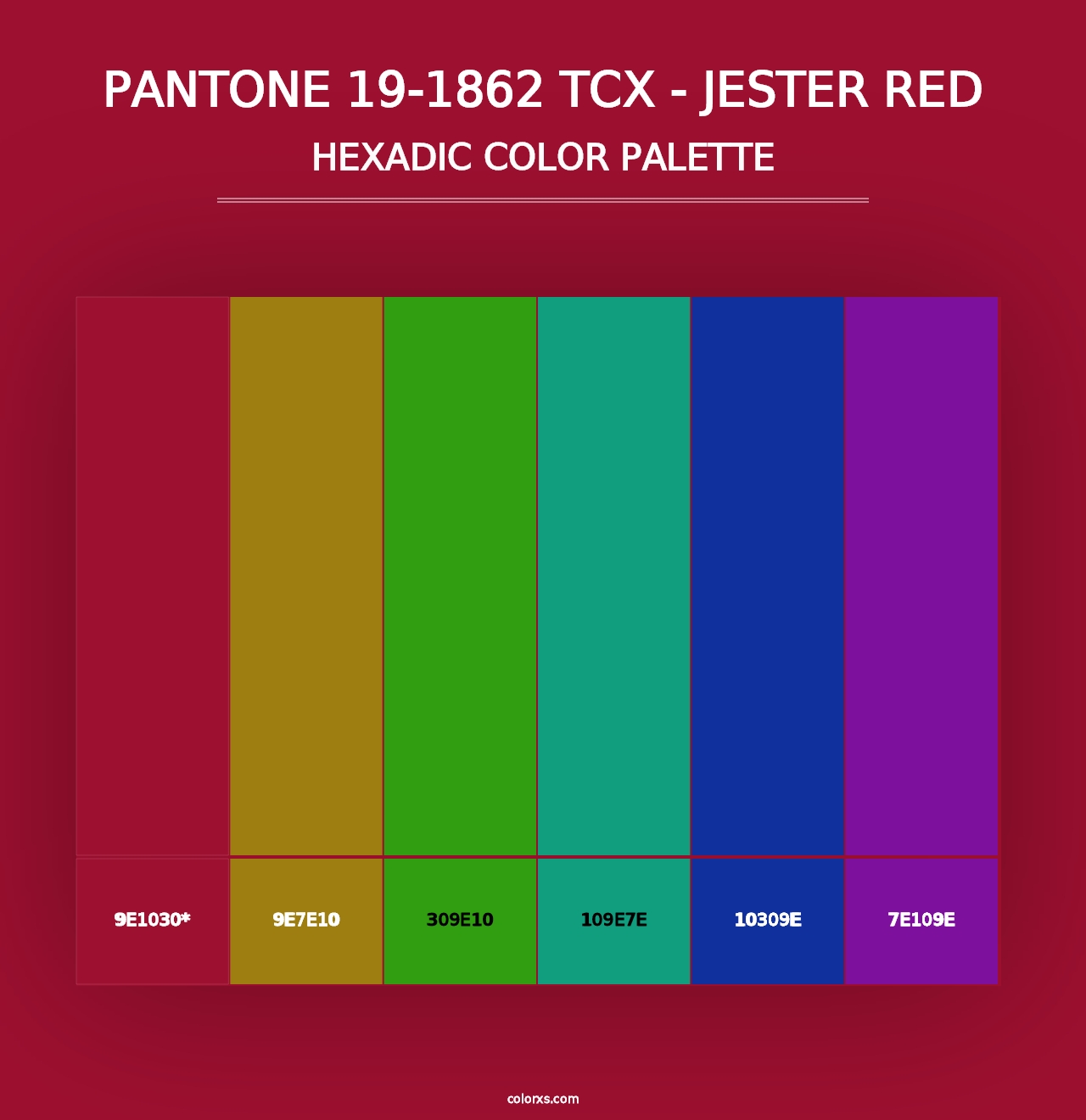 PANTONE 19-1862 TCX - Jester Red - Hexadic Color Palette