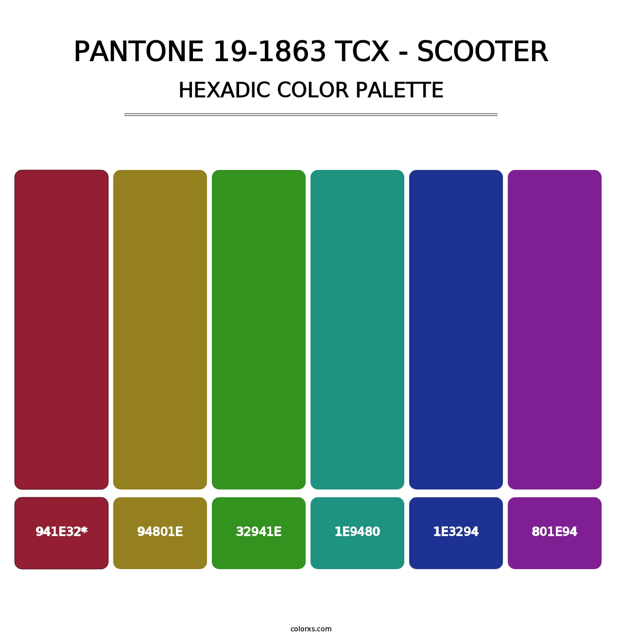 PANTONE 19-1863 TCX - Scooter - Hexadic Color Palette