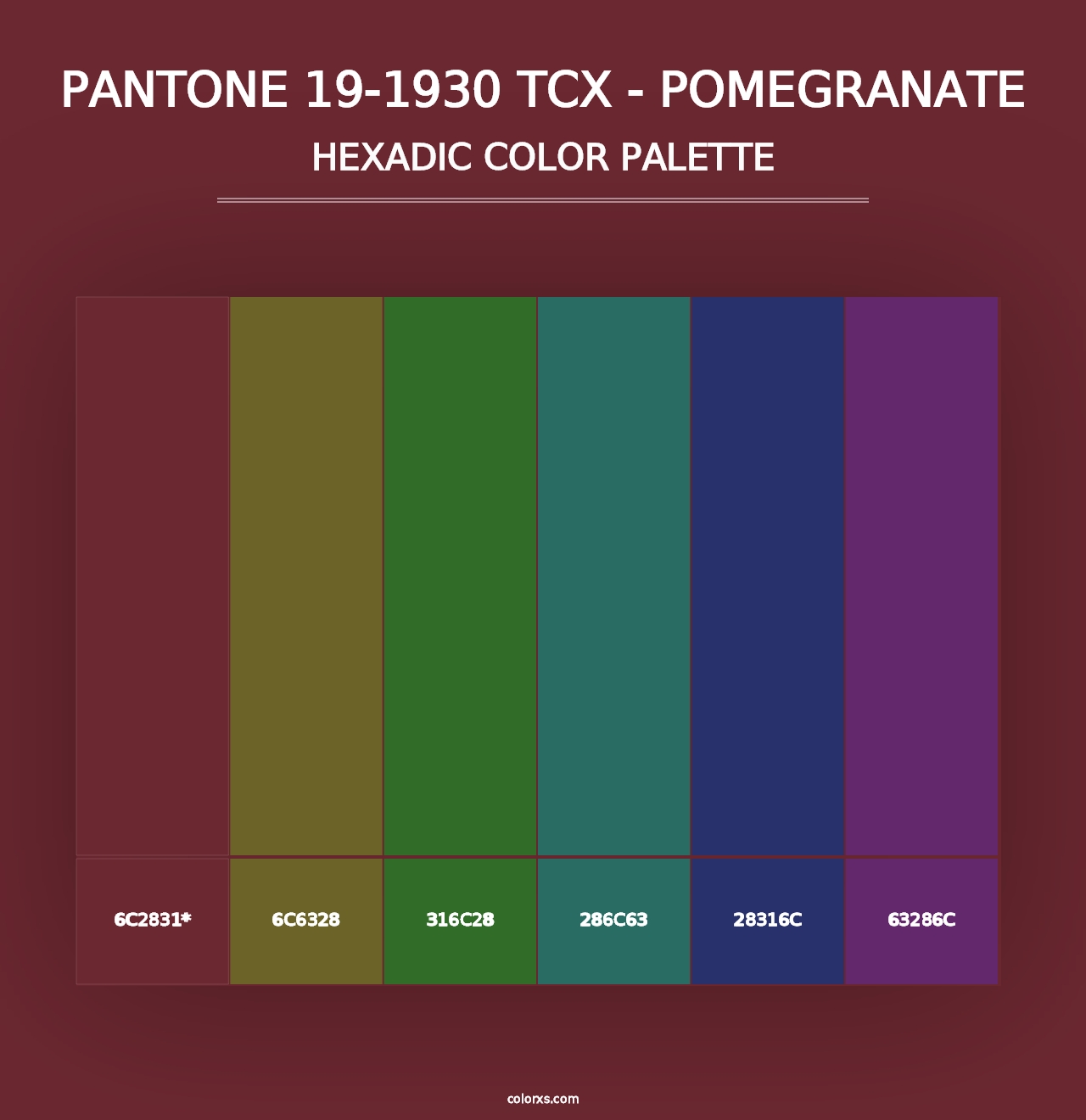 PANTONE 19-1930 TCX - Pomegranate - Hexadic Color Palette