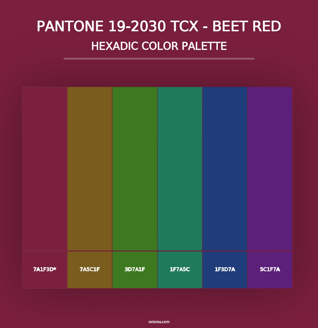 PANTONE 19-2030 TCX - Beet Red - Hexadic Color Palette