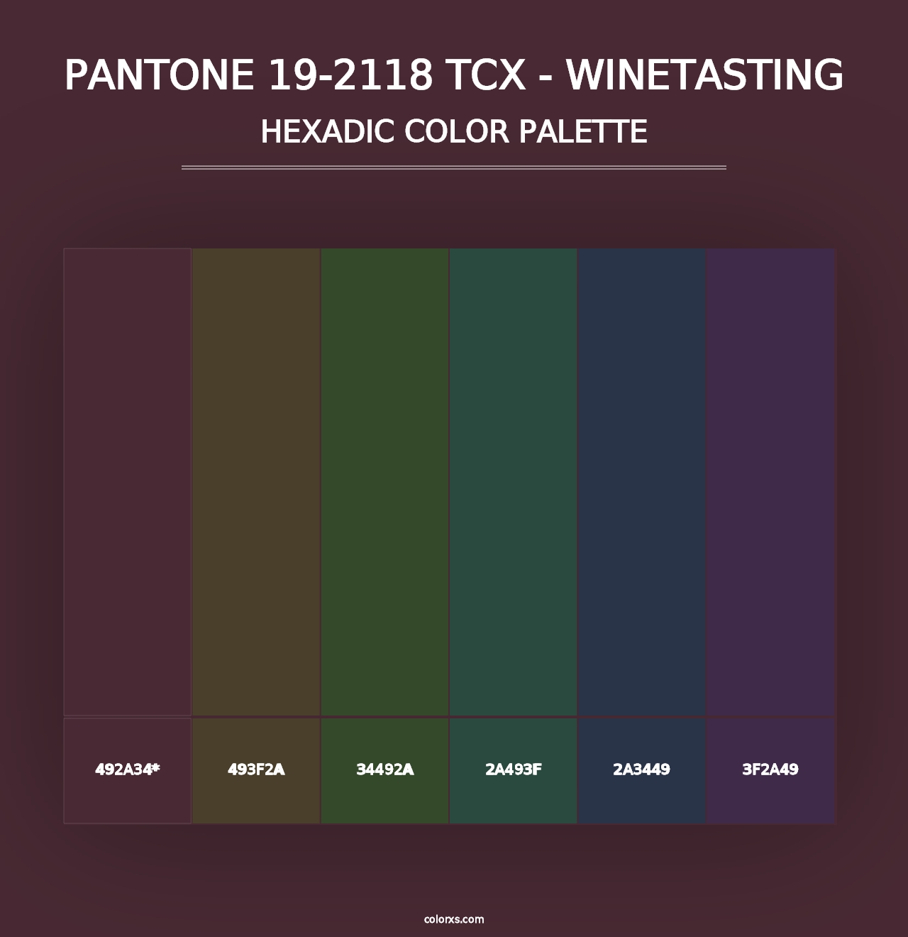 PANTONE 19-2118 TCX - Winetasting - Hexadic Color Palette