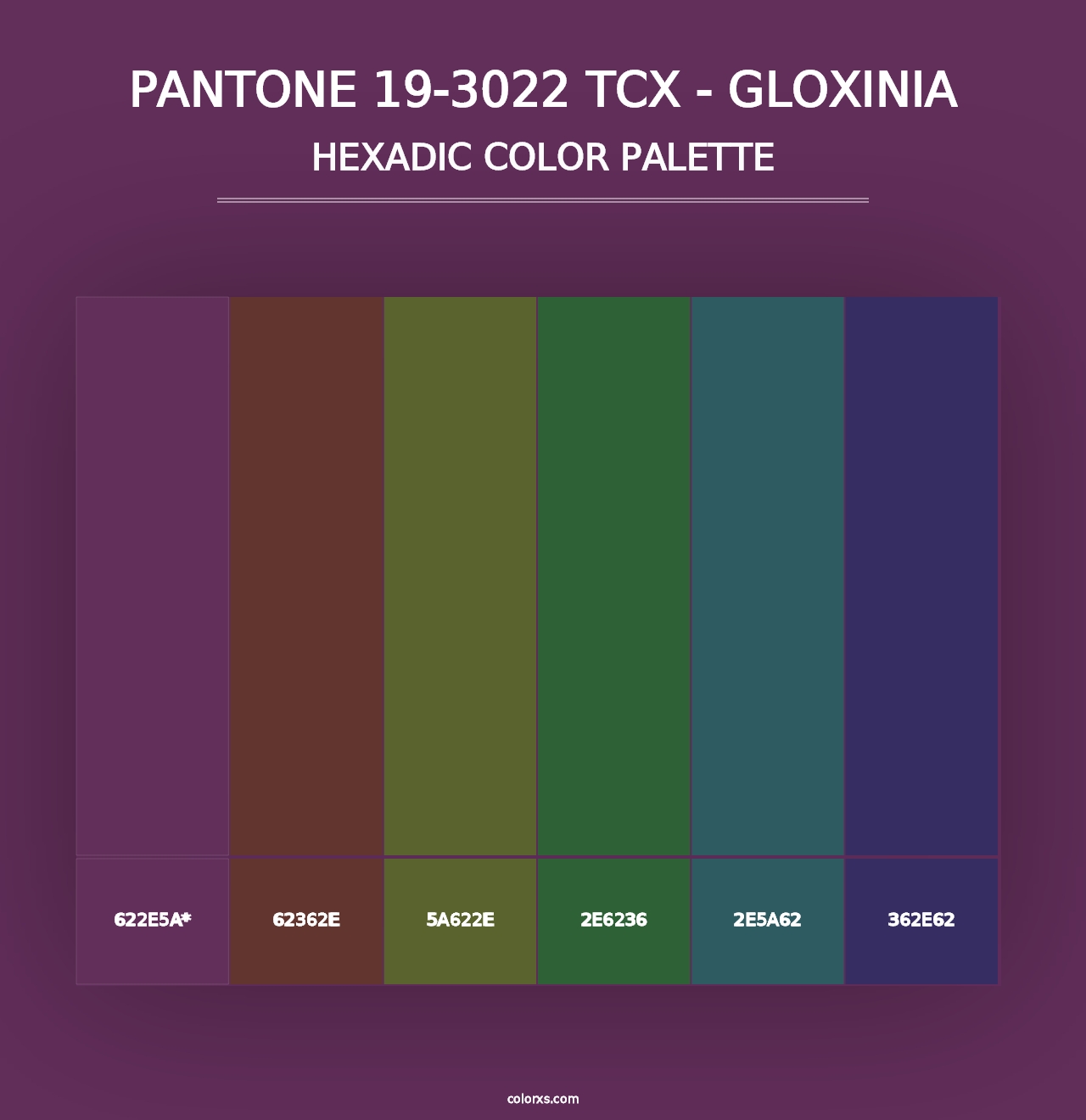 PANTONE 19-3022 TCX - Gloxinia - Hexadic Color Palette