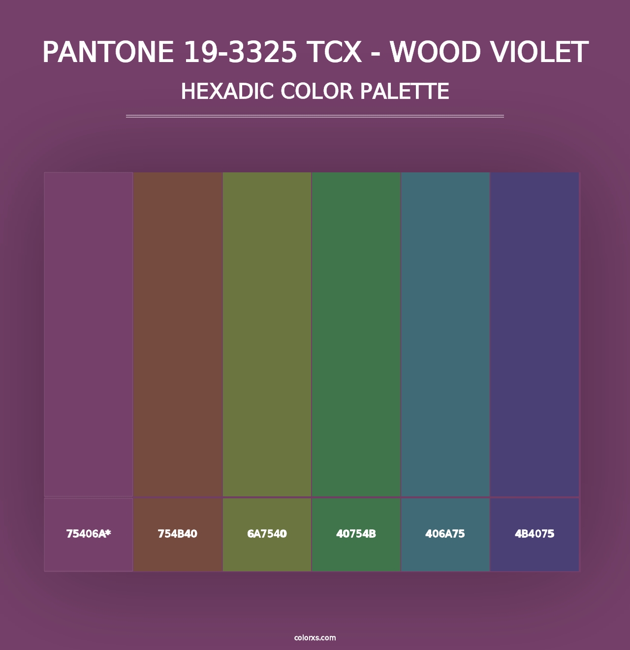 PANTONE 19-3325 TCX - Wood Violet - Hexadic Color Palette