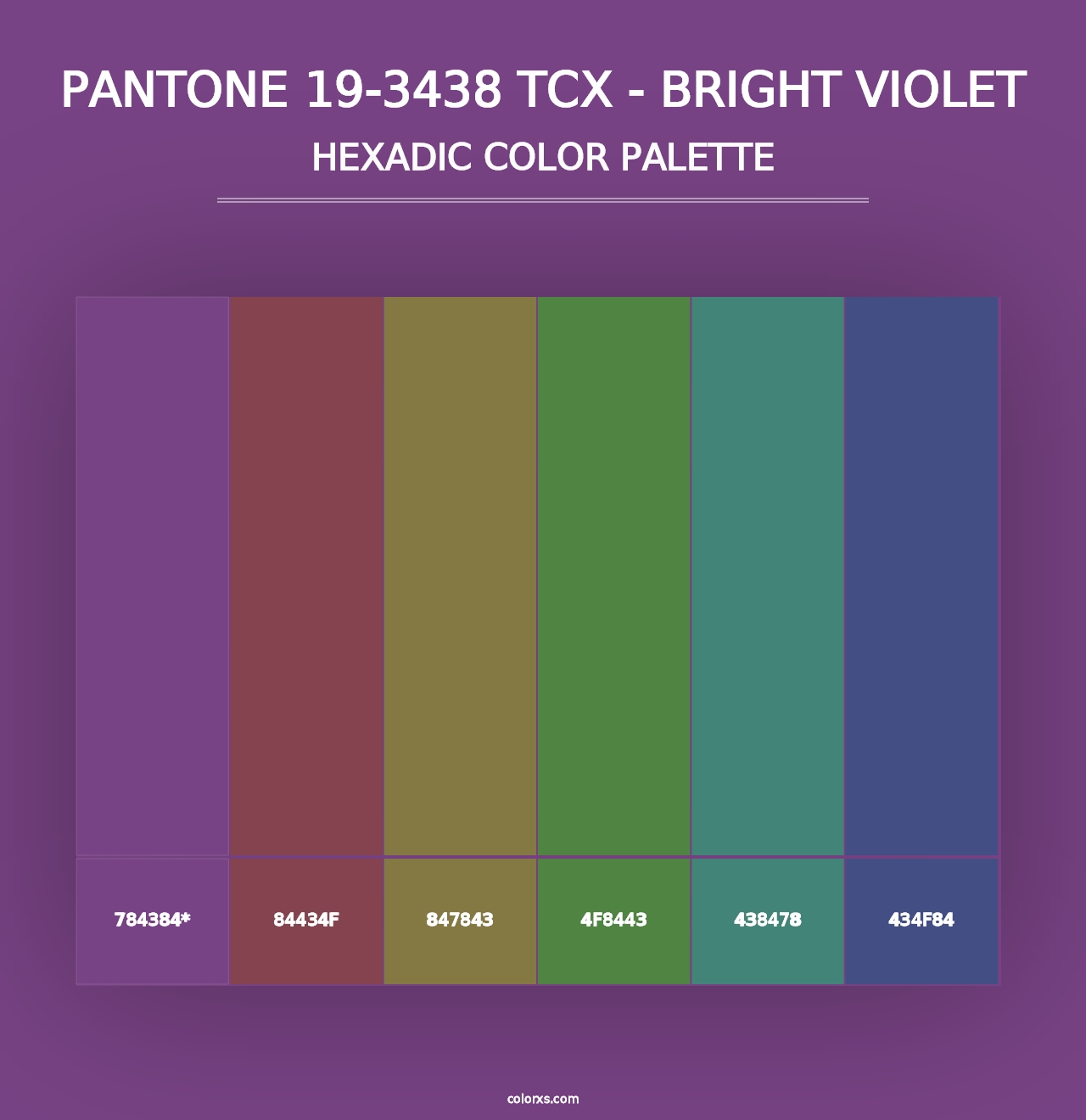 PANTONE 19-3438 TCX - Bright Violet - Hexadic Color Palette