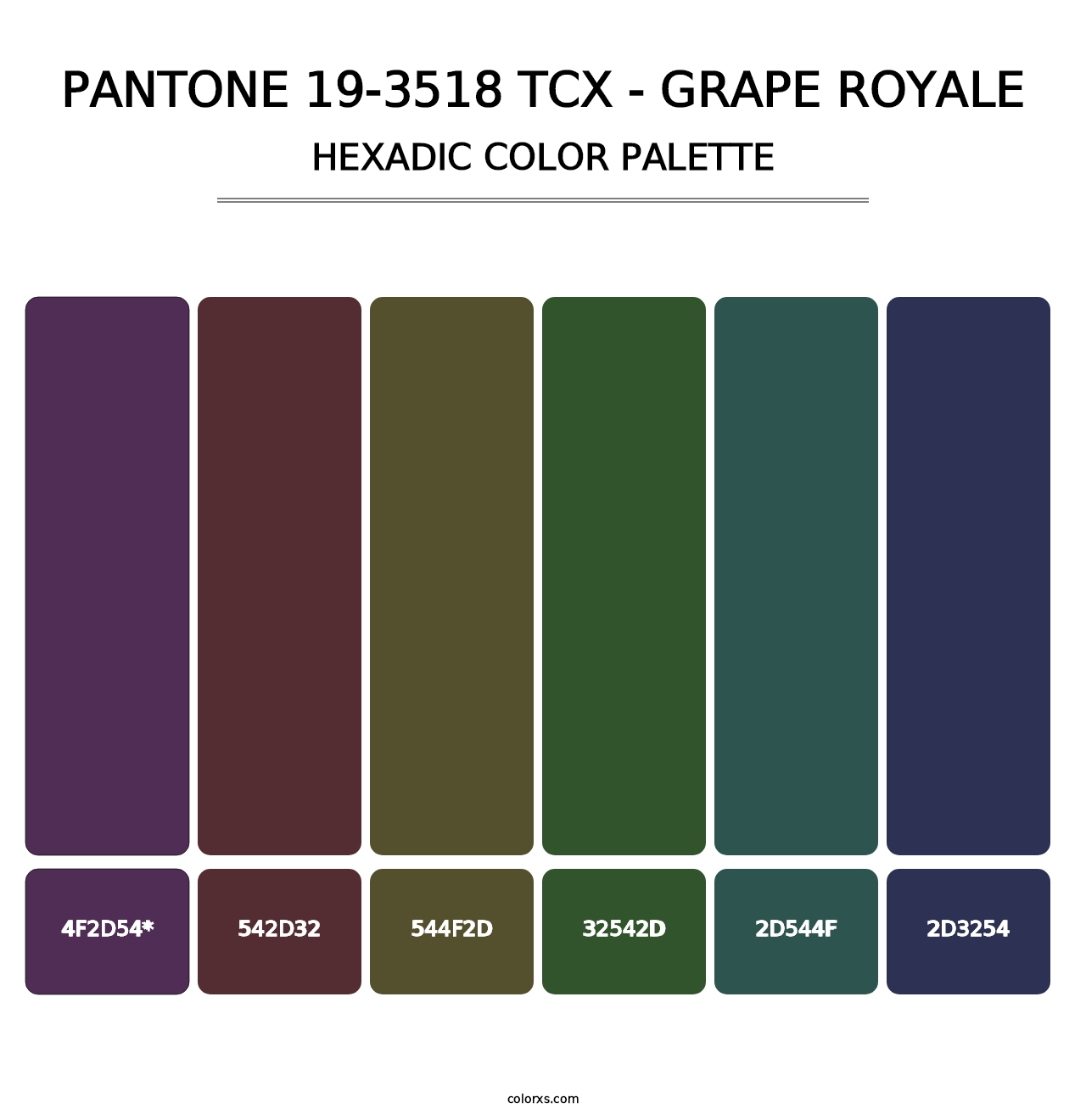 PANTONE 19-3518 TCX - Grape Royale - Hexadic Color Palette