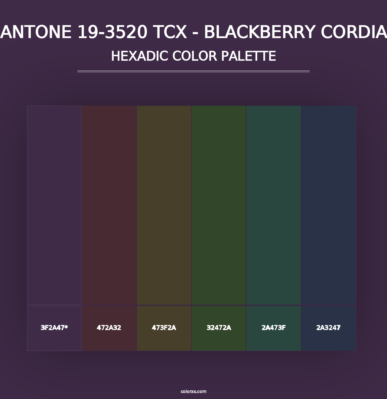 PANTONE 19-3520 TCX - Blackberry Cordial - Hexadic Color Palette