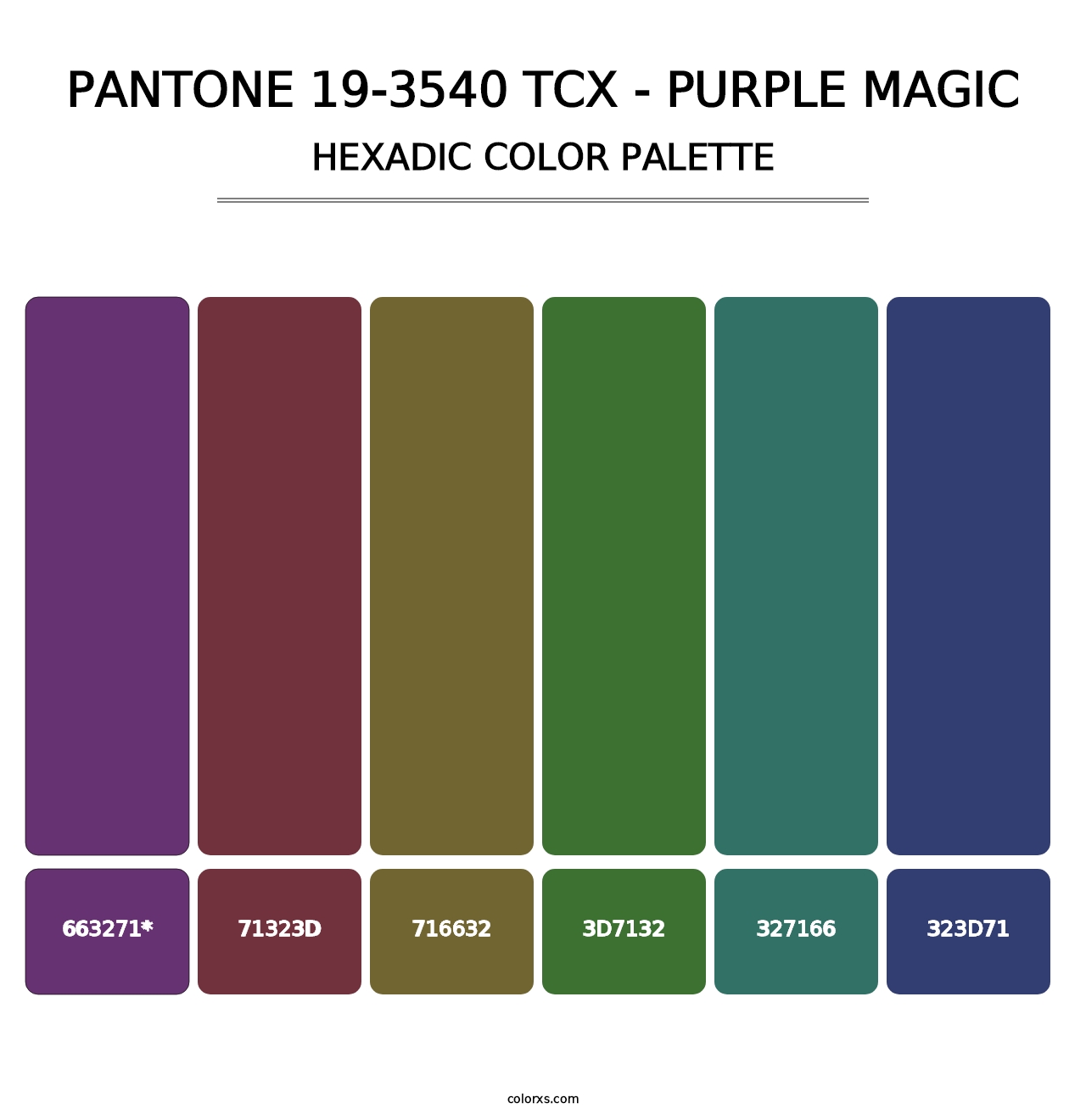 PANTONE 19-3540 TCX - Purple Magic - Hexadic Color Palette