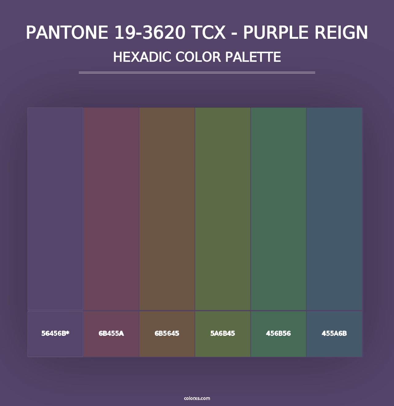 PANTONE 19-3620 TCX - Purple Reign - Hexadic Color Palette