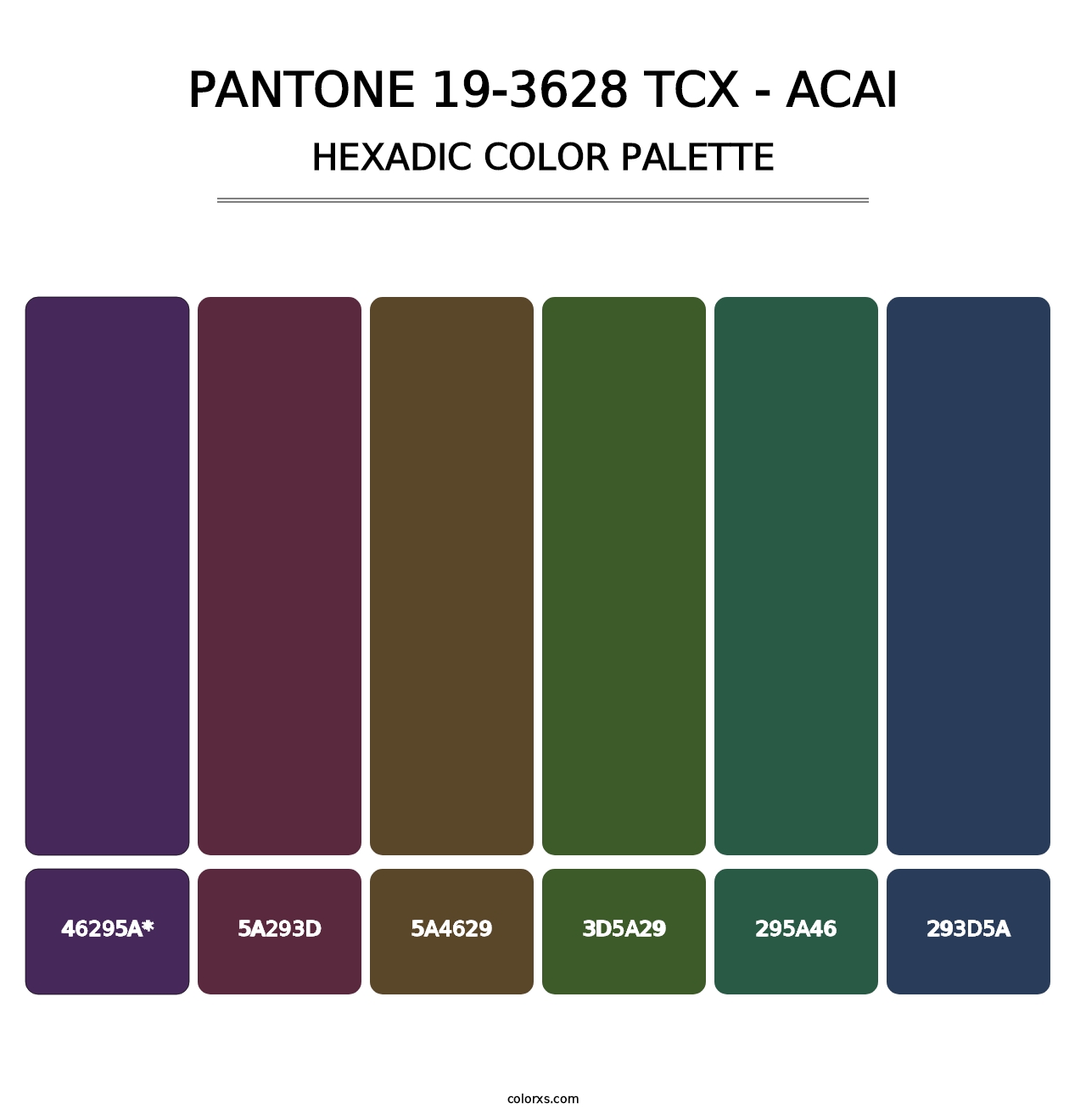 PANTONE 19-3628 TCX - Acai - Hexadic Color Palette