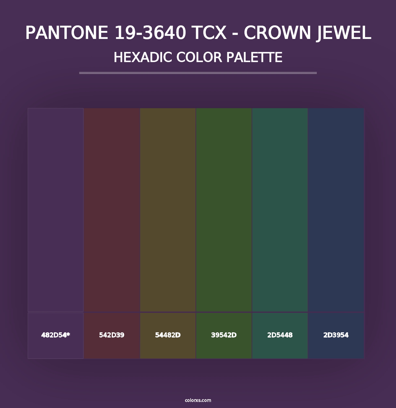 PANTONE 19-3640 TCX - Crown Jewel - Hexadic Color Palette