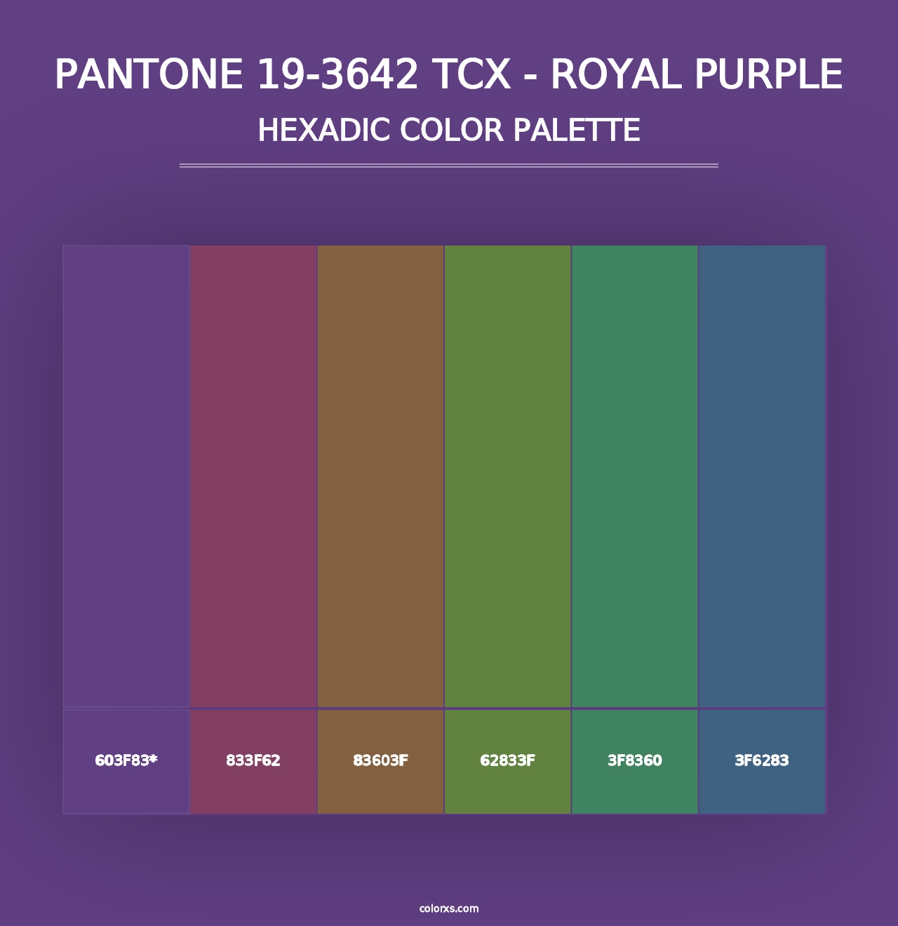 PANTONE 19-3642 TCX - Royal Purple - Hexadic Color Palette