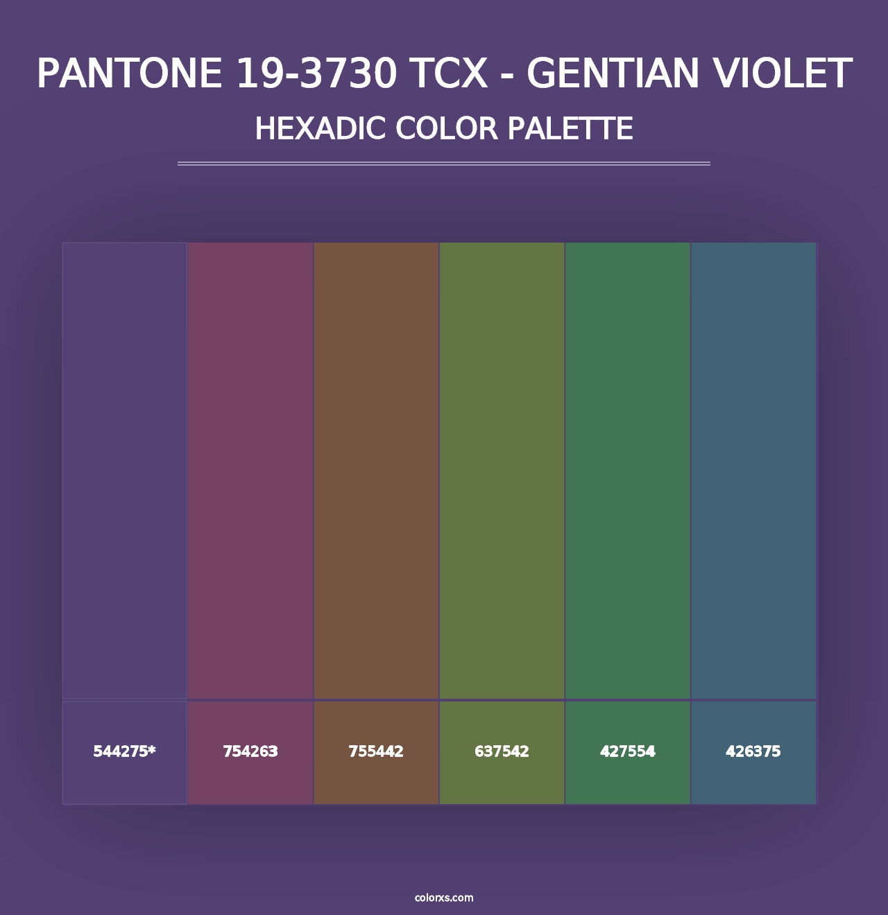 PANTONE 19-3730 TCX - Gentian Violet - Hexadic Color Palette