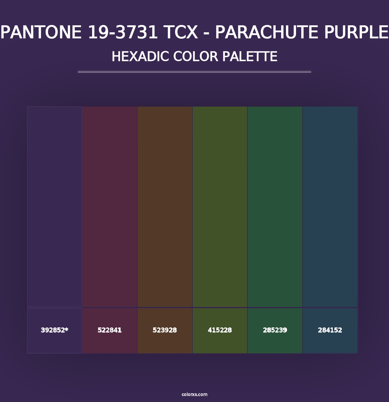 PANTONE 19-3731 TCX - Parachute Purple - Hexadic Color Palette