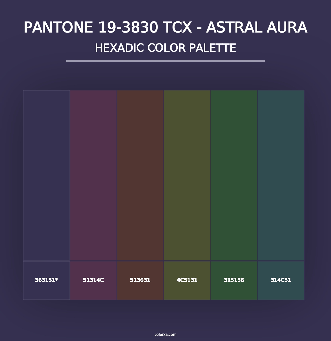 PANTONE 19-3830 TCX - Astral Aura - Hexadic Color Palette