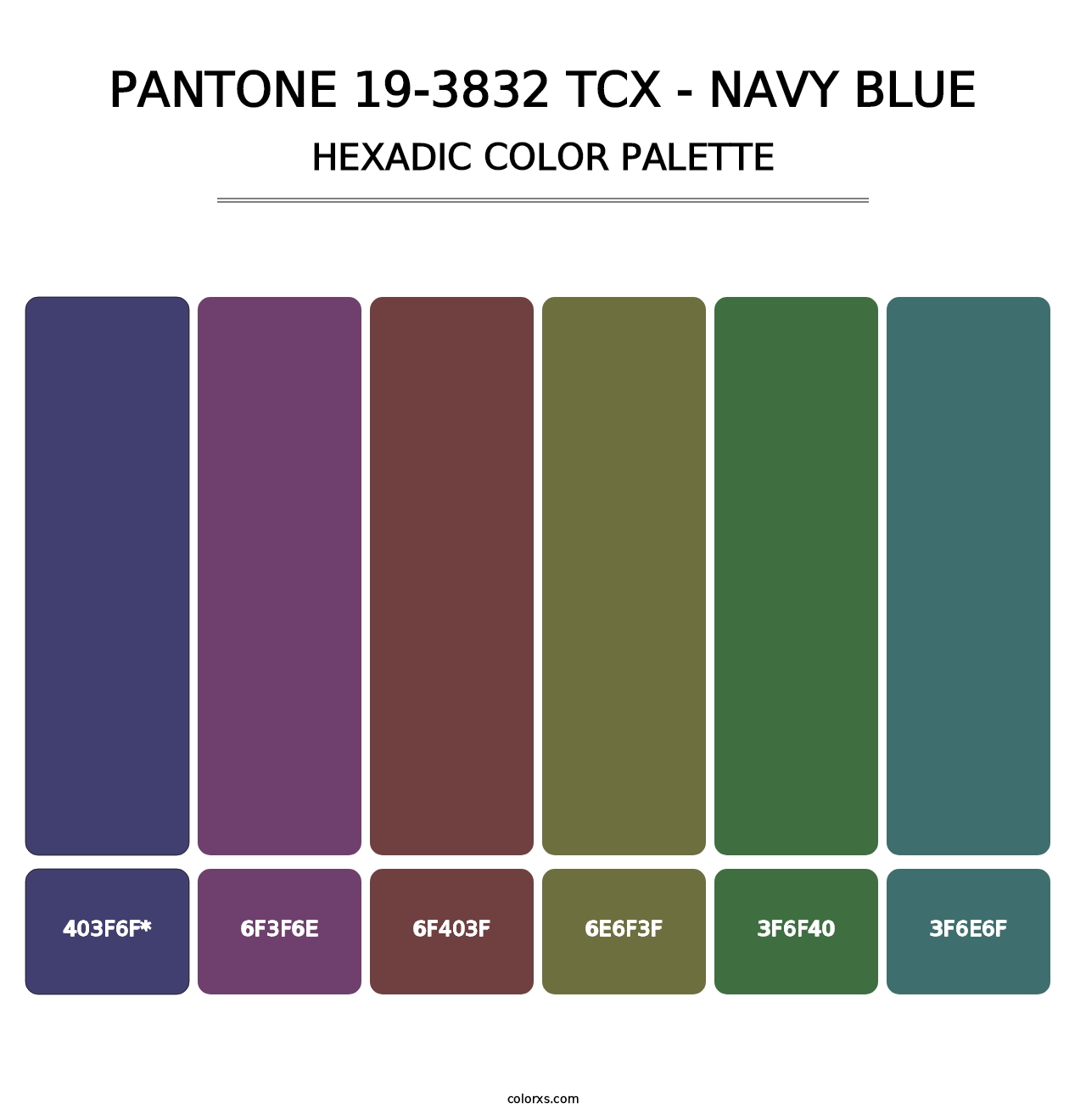 PANTONE 19-3832 TCX - Navy Blue - Hexadic Color Palette