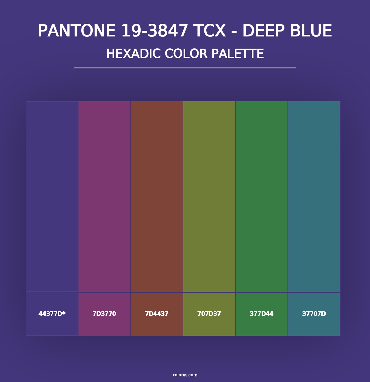 PANTONE 19-3847 TCX - Deep Blue - Hexadic Color Palette