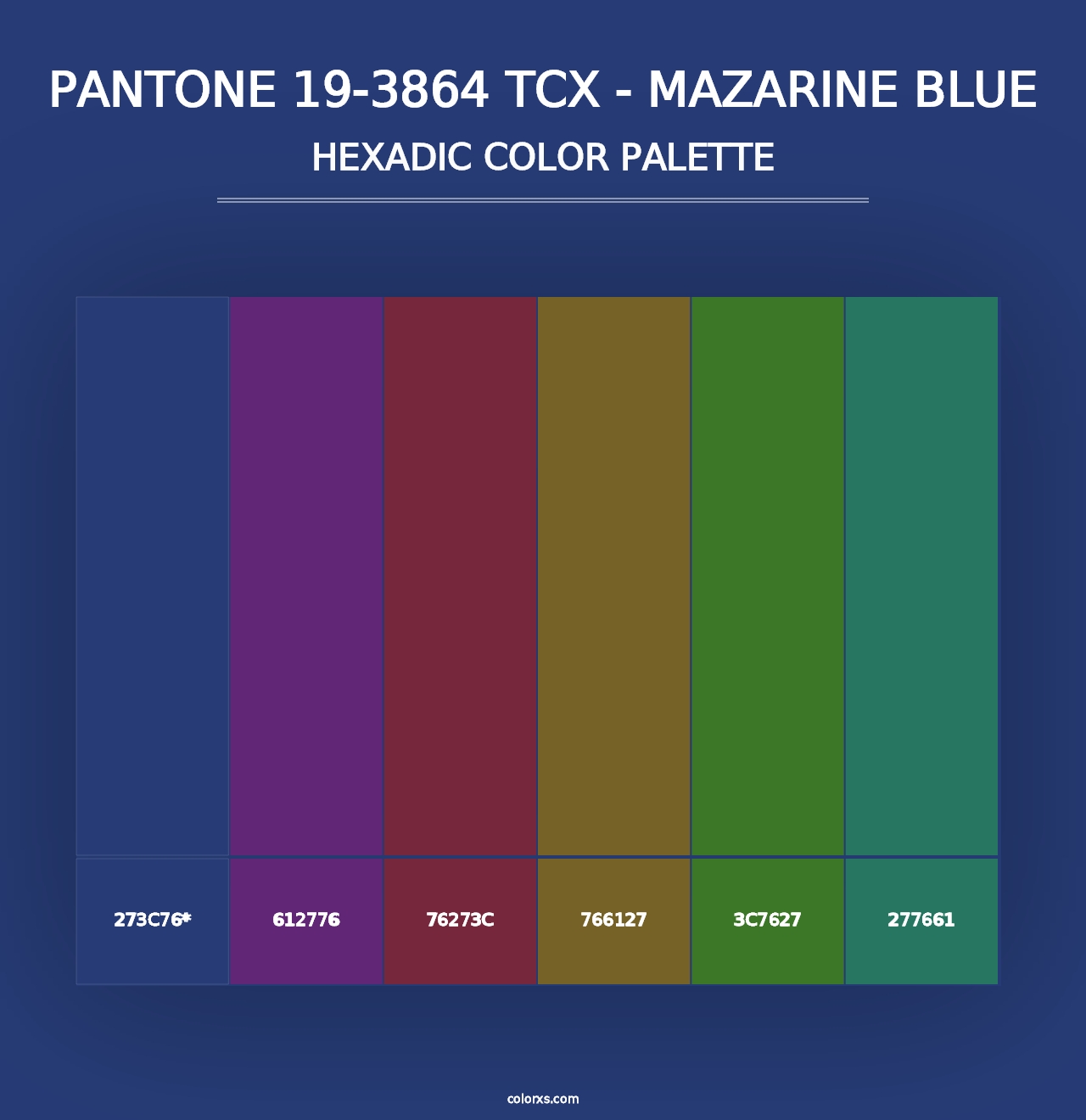 PANTONE 19-3864 TCX - Mazarine Blue - Hexadic Color Palette