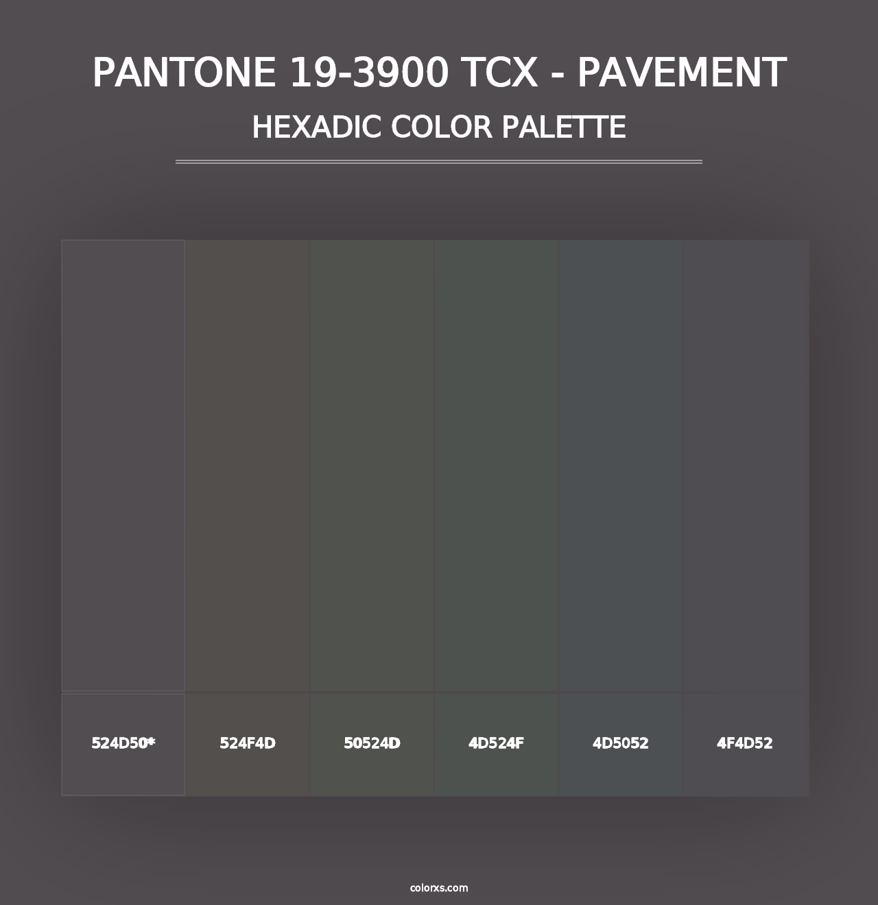 PANTONE 19-3900 TCX - Pavement - Hexadic Color Palette