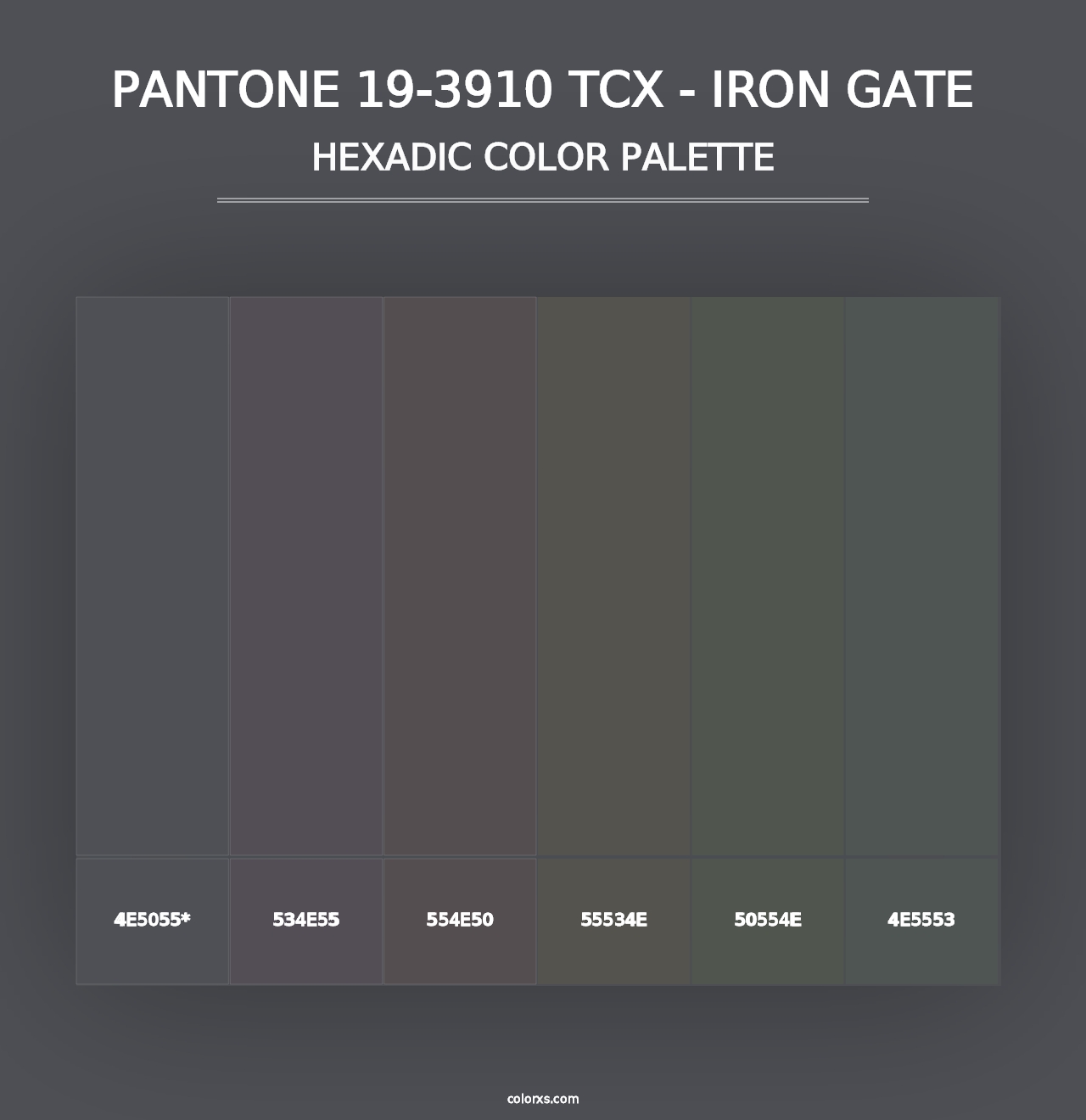 PANTONE 19-3910 TCX - Iron Gate - Hexadic Color Palette