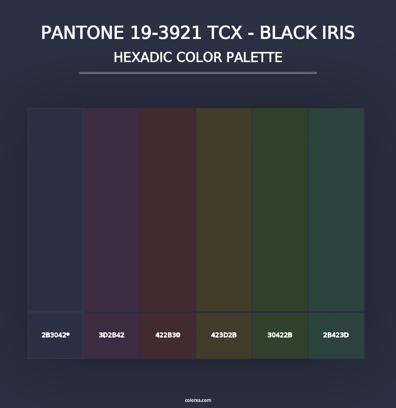 PANTONE 19-3921 TCX - Black Iris - Hexadic Color Palette