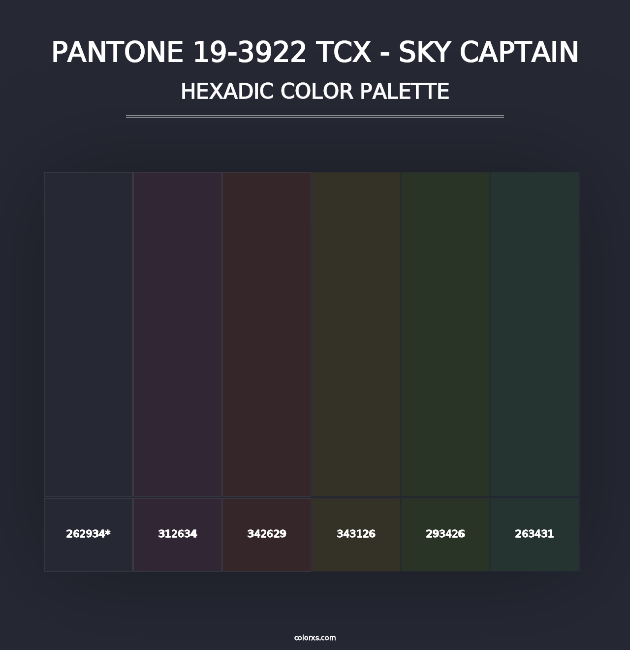 PANTONE 19-3922 TCX - Sky Captain - Hexadic Color Palette