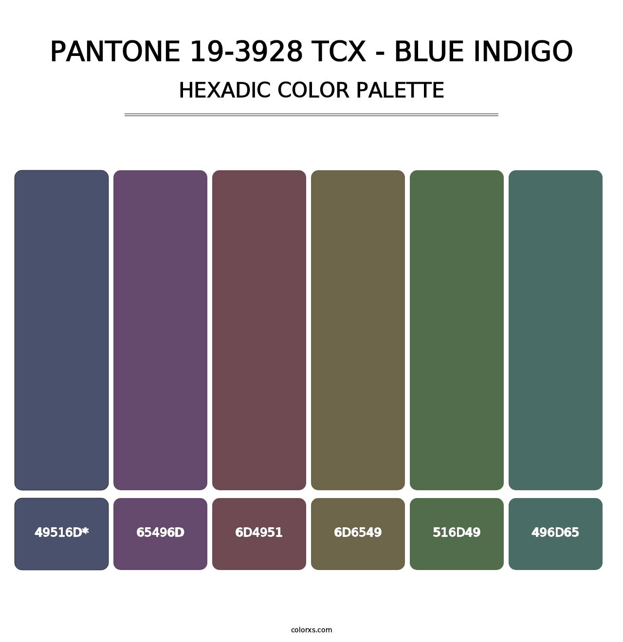 PANTONE 19-3928 TCX - Blue Indigo - Hexadic Color Palette