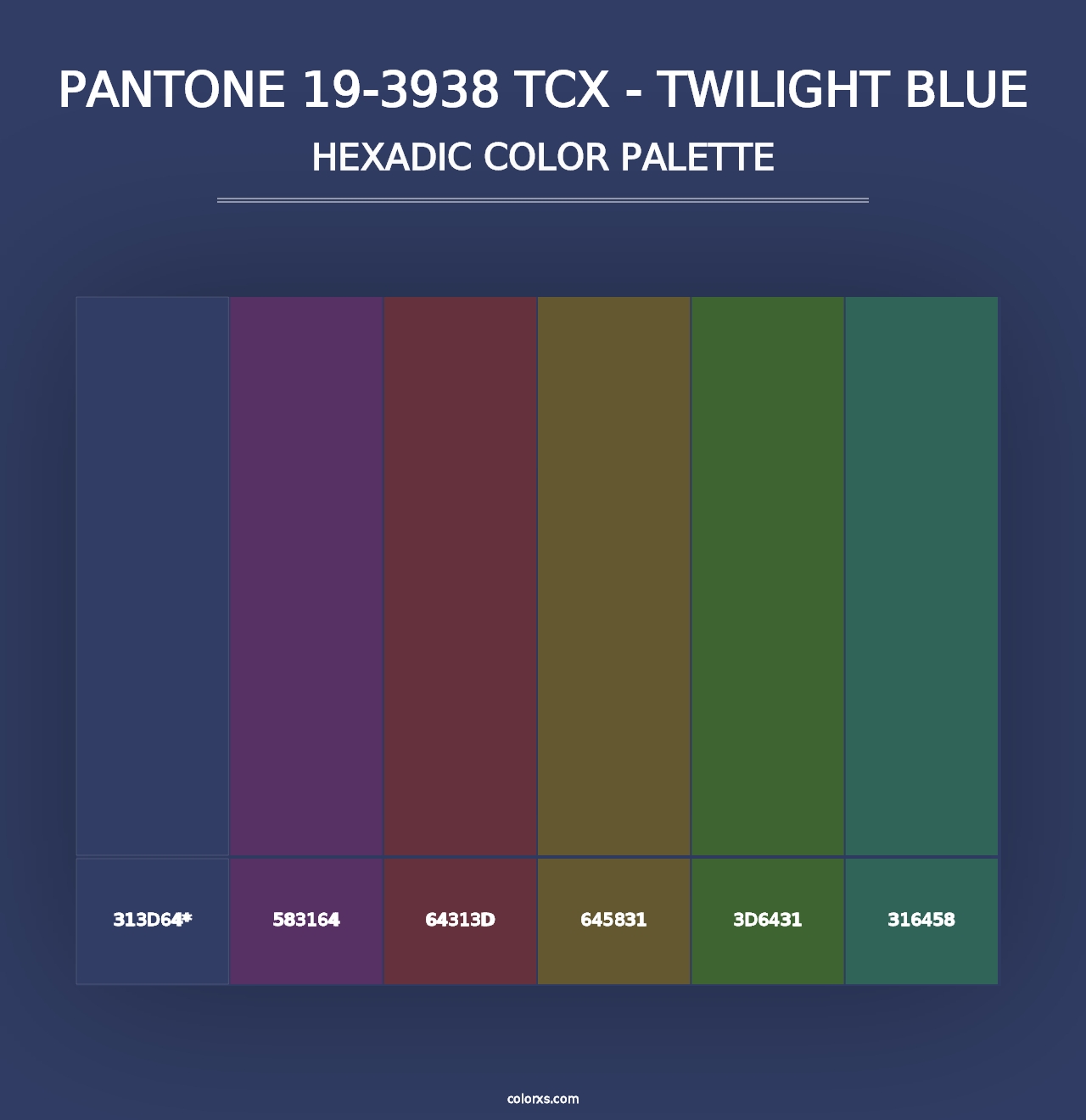 PANTONE 19-3938 TCX - Twilight Blue - Hexadic Color Palette